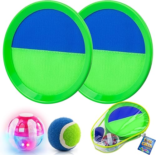Ayeboovi - Juego de juguetes para niños al aire libre en la playa y piscina, juego de pelotas para lanzar y atrapar mejorado con luz, juegos de