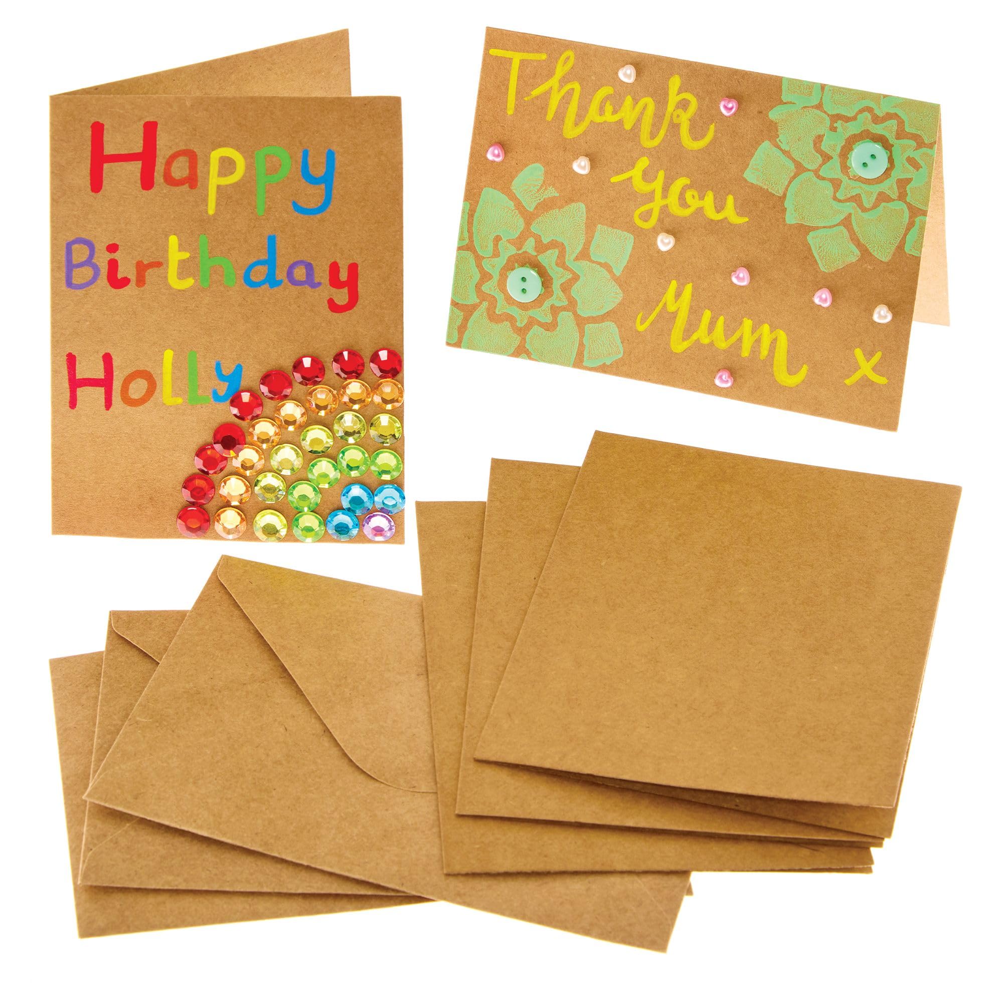Baker Ross FX981 Kraft Greeting Card Blanks - Pack of 12, Make Your Own Cards