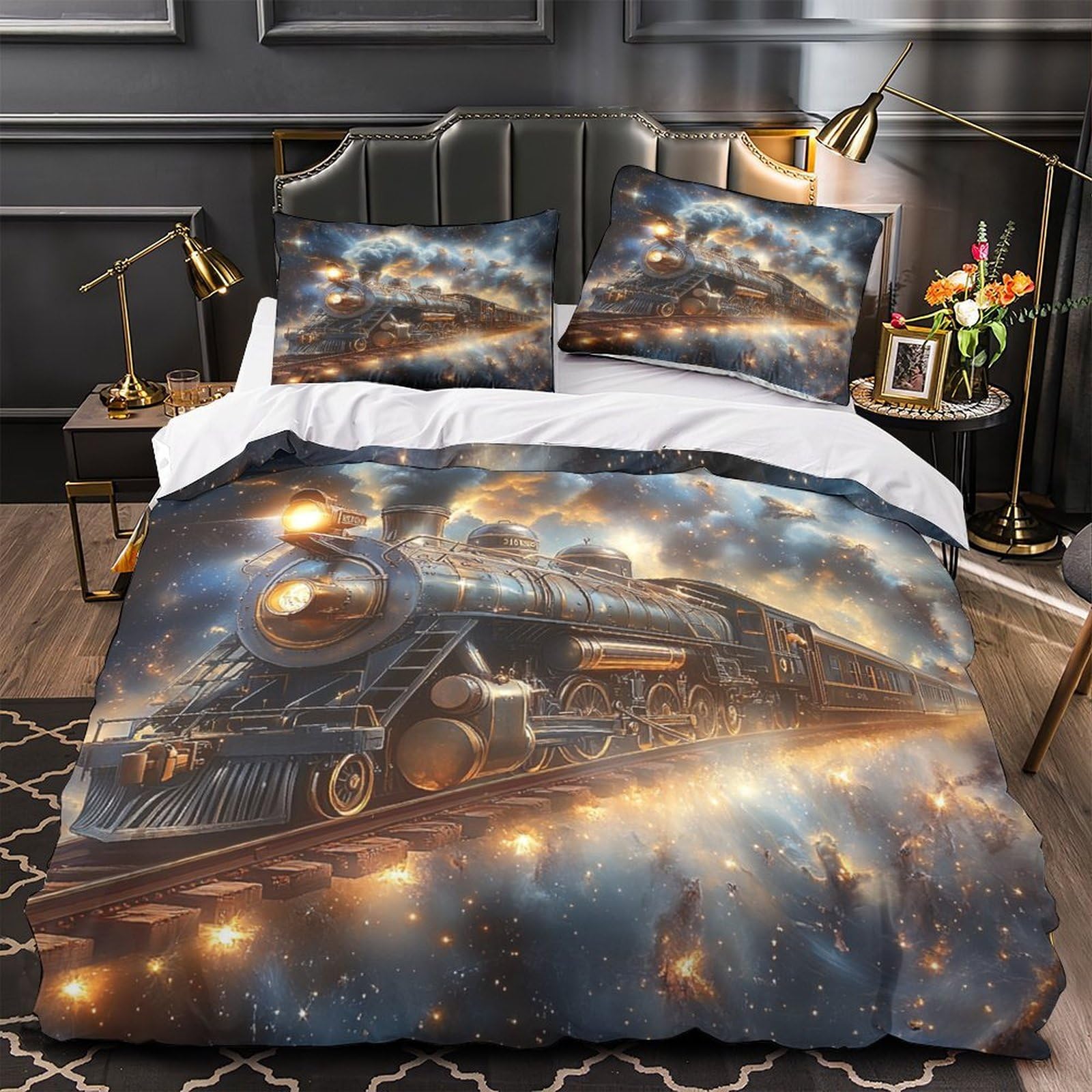 Linge de lit train spatial 3D idéal pour décorer la chambre des garçons