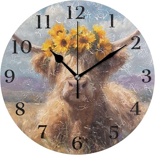 Miniatura 20 de Reloj de pared silencioso sin tictac, funciona con pilas, 9.5 pulgadas, para cocina, hogar, sala de estar, flor azul, mariposa, retro Patrón retro