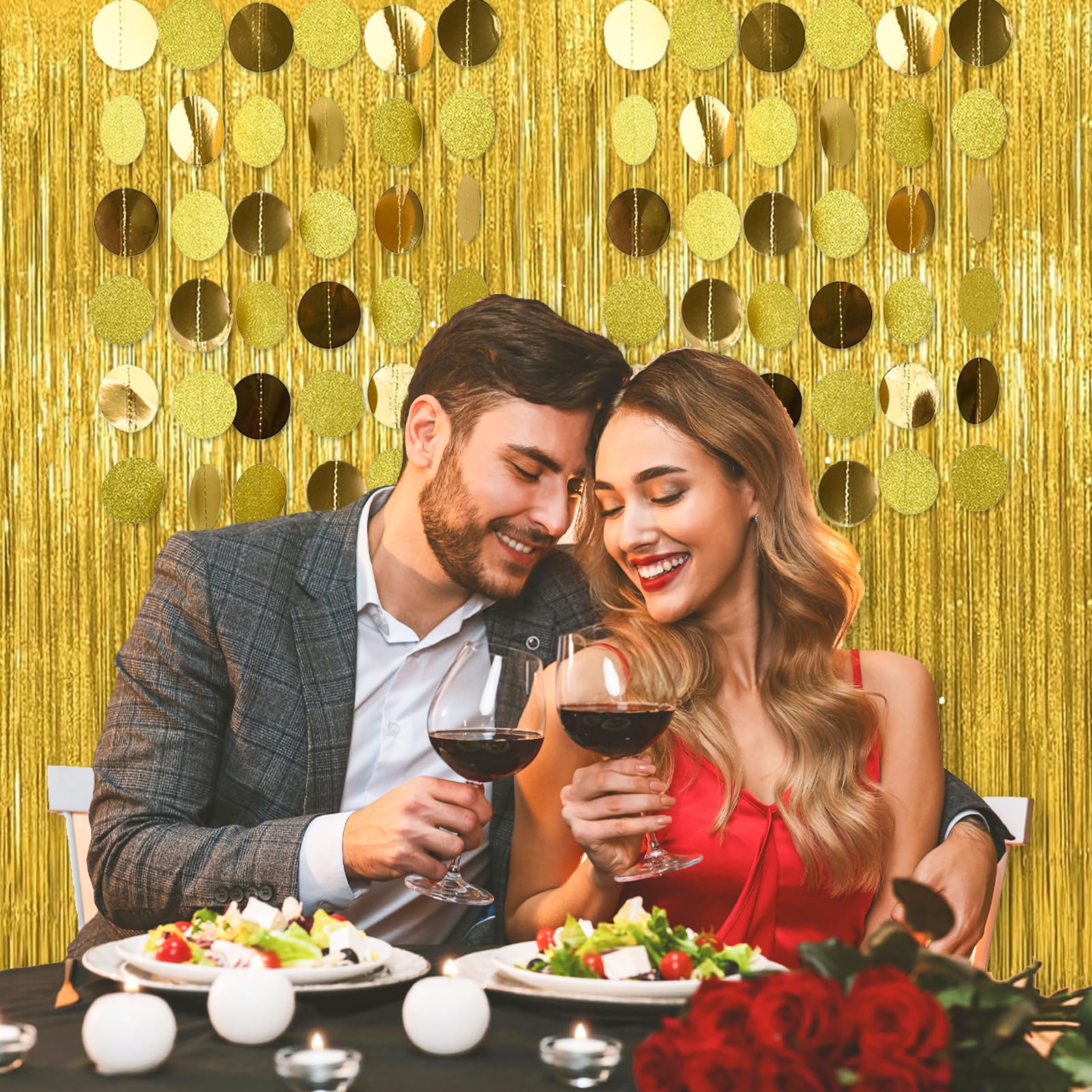 Tende Metalliche Oro Con Frange Per Feste - Decorazioni Brillanti Per Compleanni E Matrimoni - Foto 7