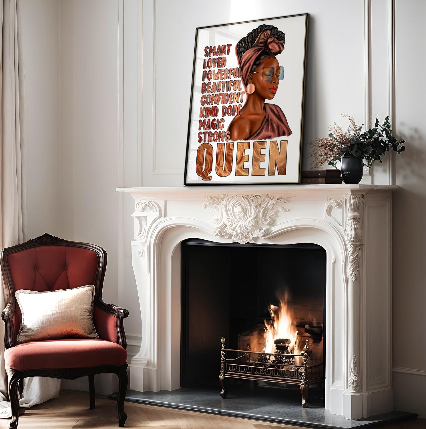Poster Master Black Queen Poster - African American Print - Motivational Art - Afro Girl Art - Gift for Men & Women - Inspiring Decor for Dorm, Office, Bedroom or Living Room - 8x10 UNFRAMED Wall Art