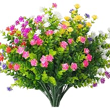 Fanceasily 8 Bundles Outdoor Artificial Flowers UV Resistant Fake Boxwood Plants, Faux Greenery for Indoor Outside Hanging Plants Garden Porch Window Box Home Wedding Farmhouse Decor