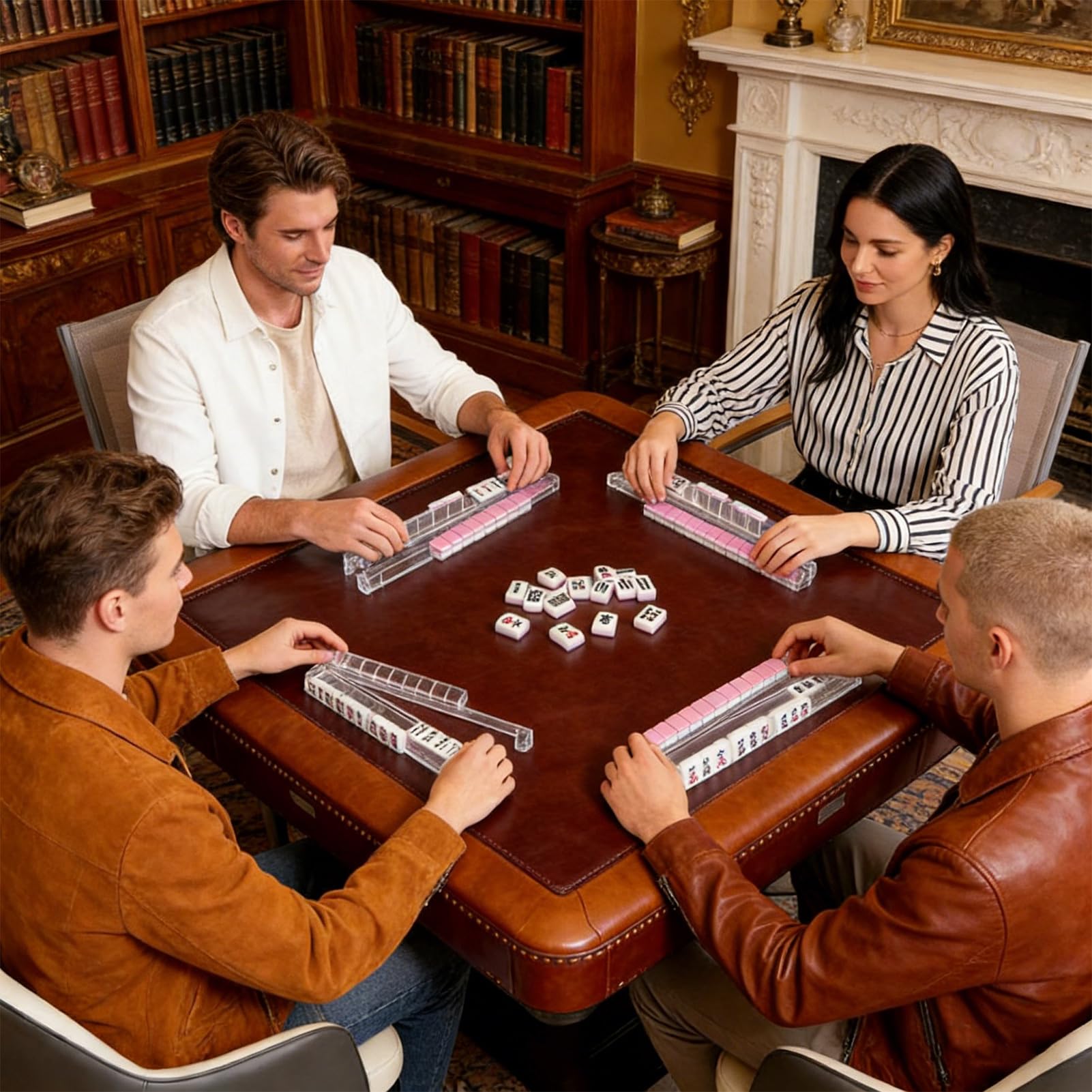 Rastrelliere per Mahjong Supporto Portatile in Acrilico Trasparente | Set di 4 per Mahjong Americano Per Giocatori, Adulti, Principianti, Casa, Viaggi, Club, Feste