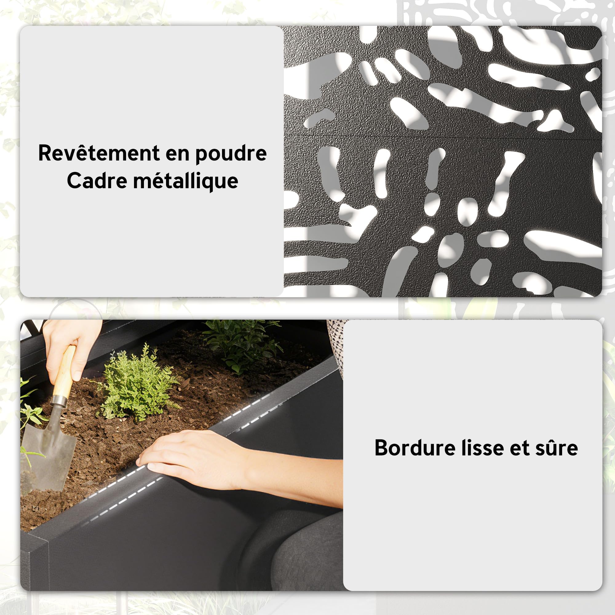 Outsunny Jardinière avec Treillis, Bac à Fleurs 90 x 35 x 180 cm Noir