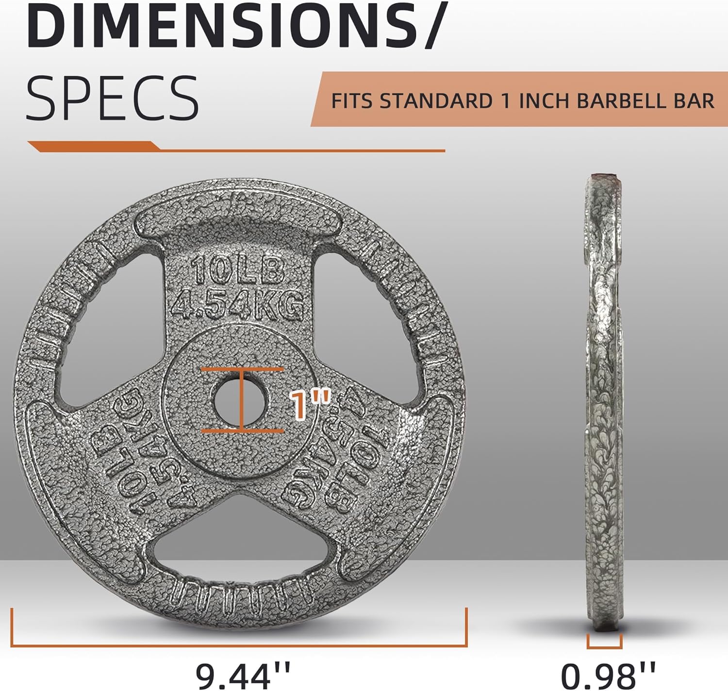 Fitvids Standard Cast Iron 1-Inch Weight Plates for Strength Training & Weightlifting, 35LB/70LB/120LB
