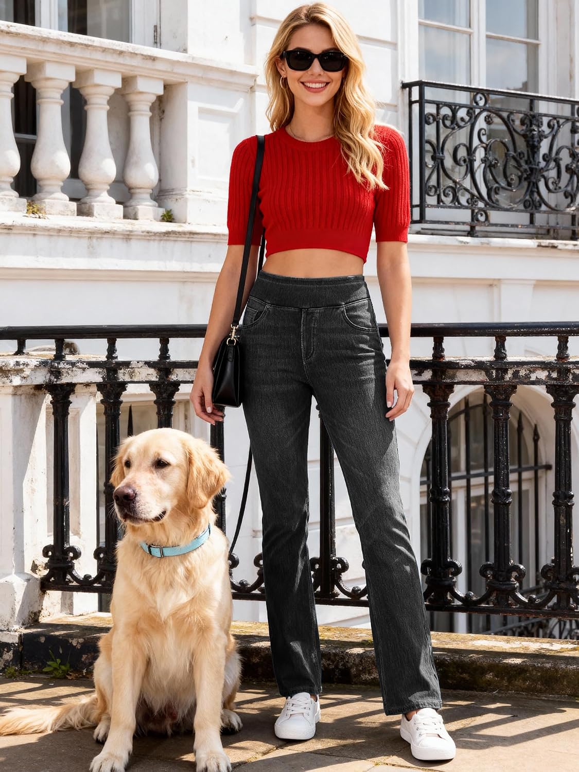 Women High Stretch Yoga Jeans,Skinny Soft and Micro Bootcut Pants Suitable for Sports and Fitness Denim Pants.