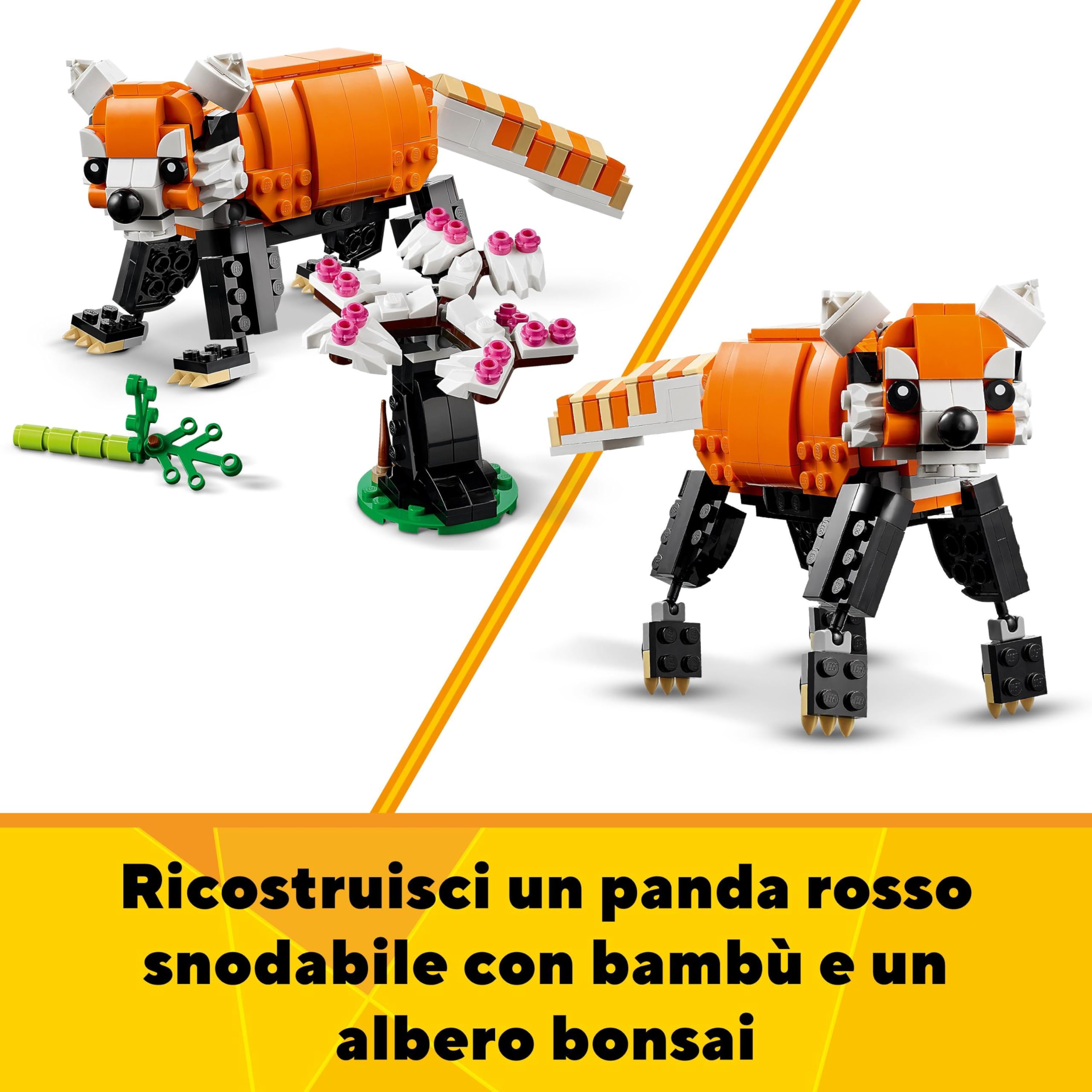 LEGO Creator 3 in 1 Tigre Maestosa, Si Trasforma in Panda o Pesce Koi, Set da Collezione con Figure di Animali Giocattolo, Giochi Creativi per Bambini, Bambine, Ragazzi e Ragazze, Idea Regalo 31129