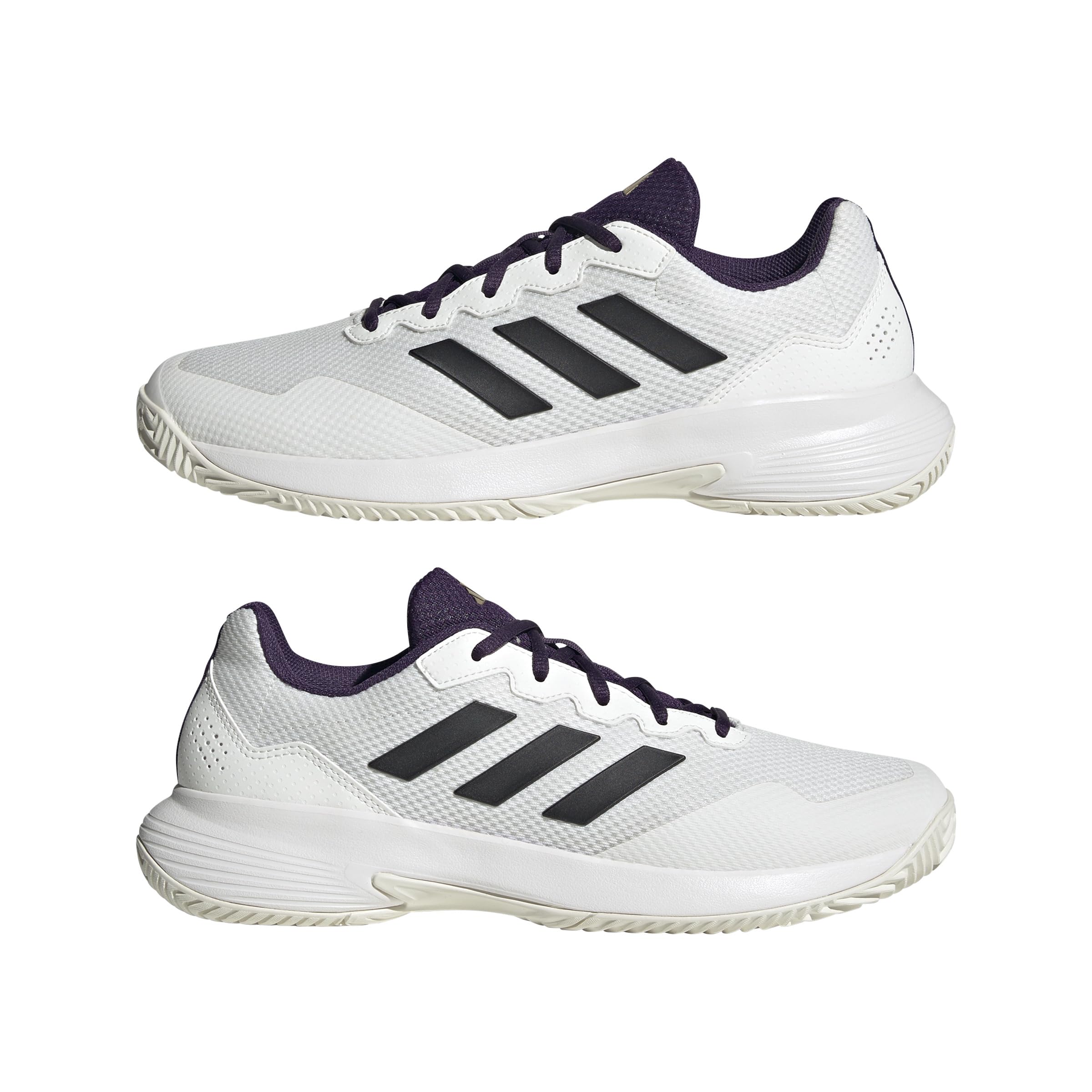 adidas Mężczyźni Gamecourt 2.0 Tennis Shoes, core white/core black/aurora plum, 46 EU