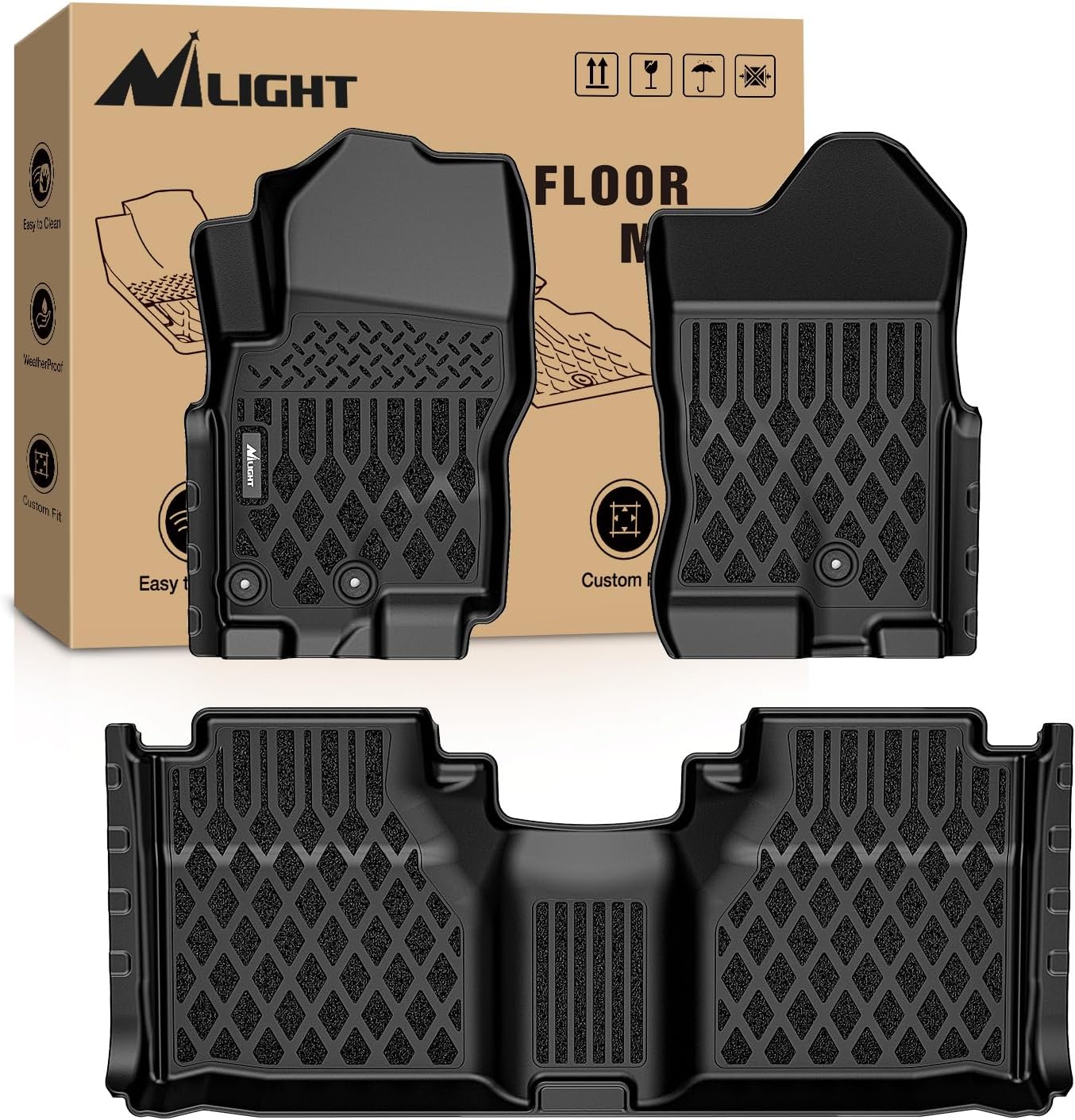 Nilight TPE Floor Mats for Nissan Frontier King Cab 2009 2010 2011 2012 2013 2014 2015 2016 2017 2018 2019 2020 2021 All Weather Custom Fit Heavy Duty Floor Liners