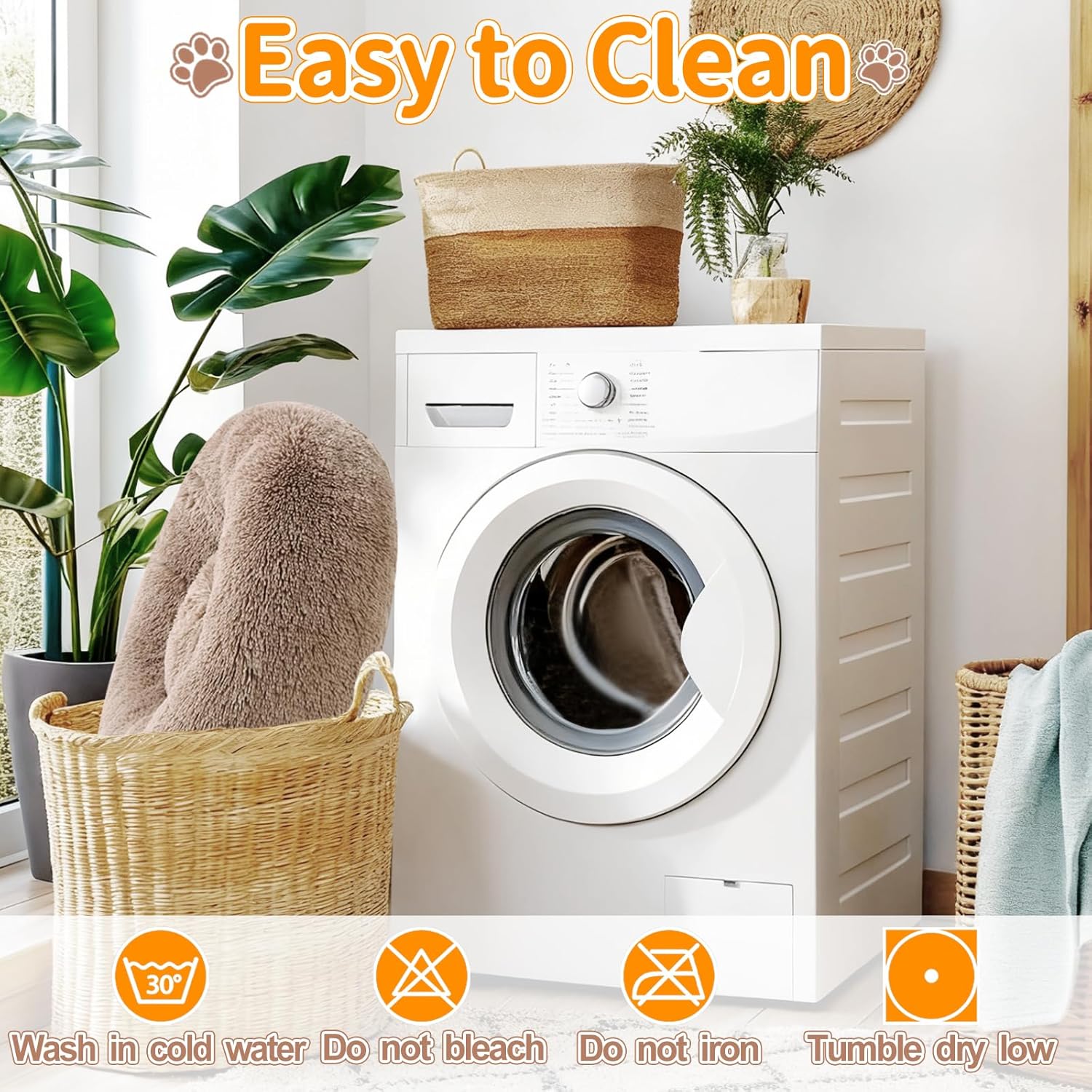 Smiry Calming Soft Dog & Cat Bed, Faux Fur Pet Bed Self-Warming Donut Cuddler, Washable Round Fluffy Pet Bed for Small Medium Dogs and Cats, 23x23x8 Inch, Camel