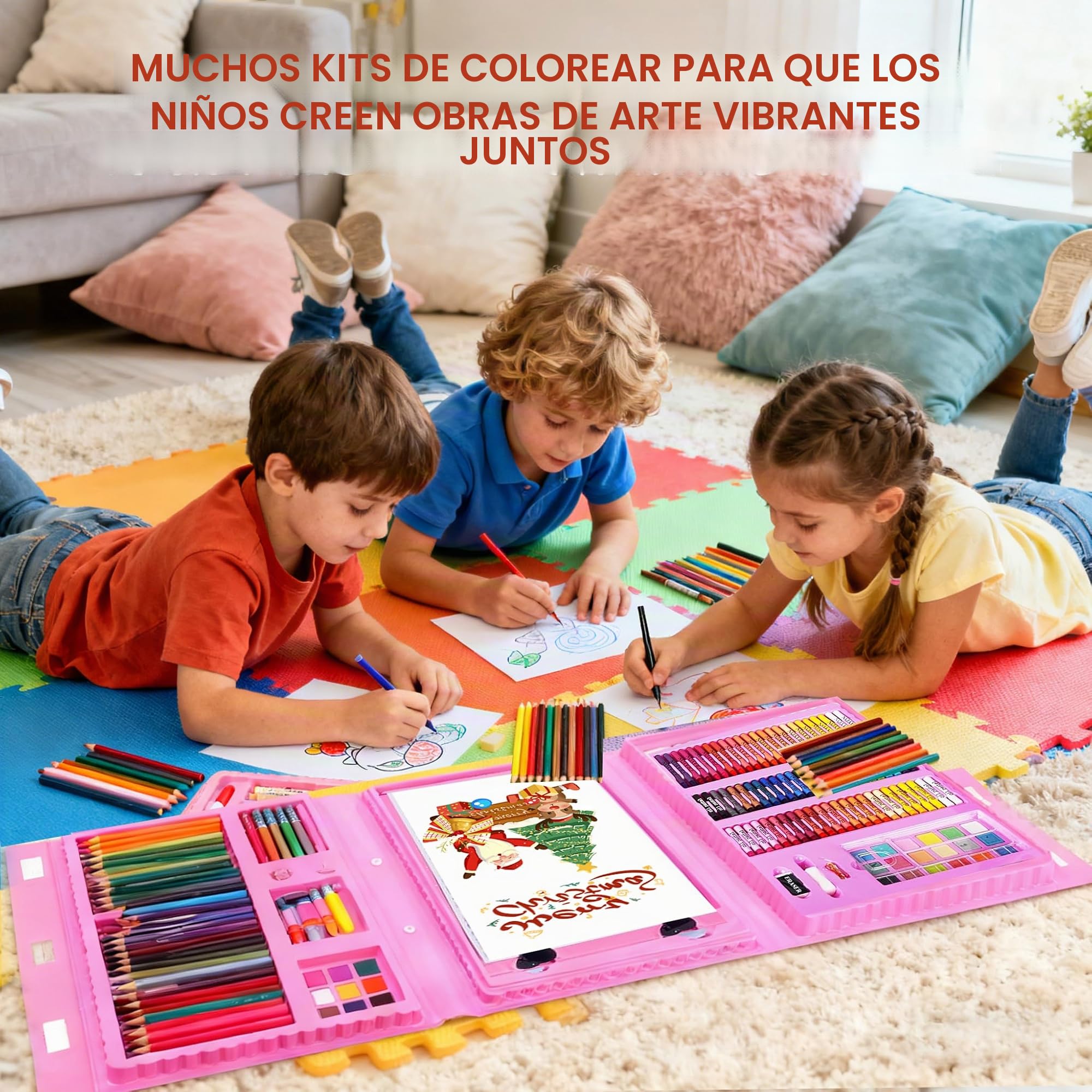 Spardar Kit De Dibujo para Niños - 240 Piezas con Caballete Triple, Pasteles al Óleo, Crayones, Marcadores, Pastel De Acuarela - Regalo para Principiantes Artistas