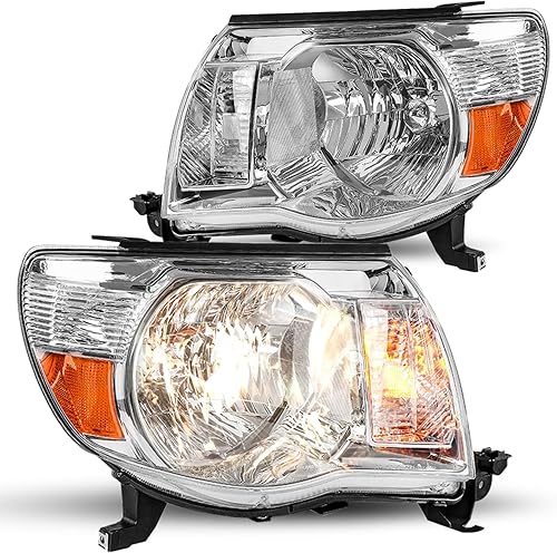 JSBOYAT Repuesto de montaje de faros delanteros para Toyota Tacoma Pickup 2005-2011 para pasajero y lado del conductor, carcasa cromada, reflector