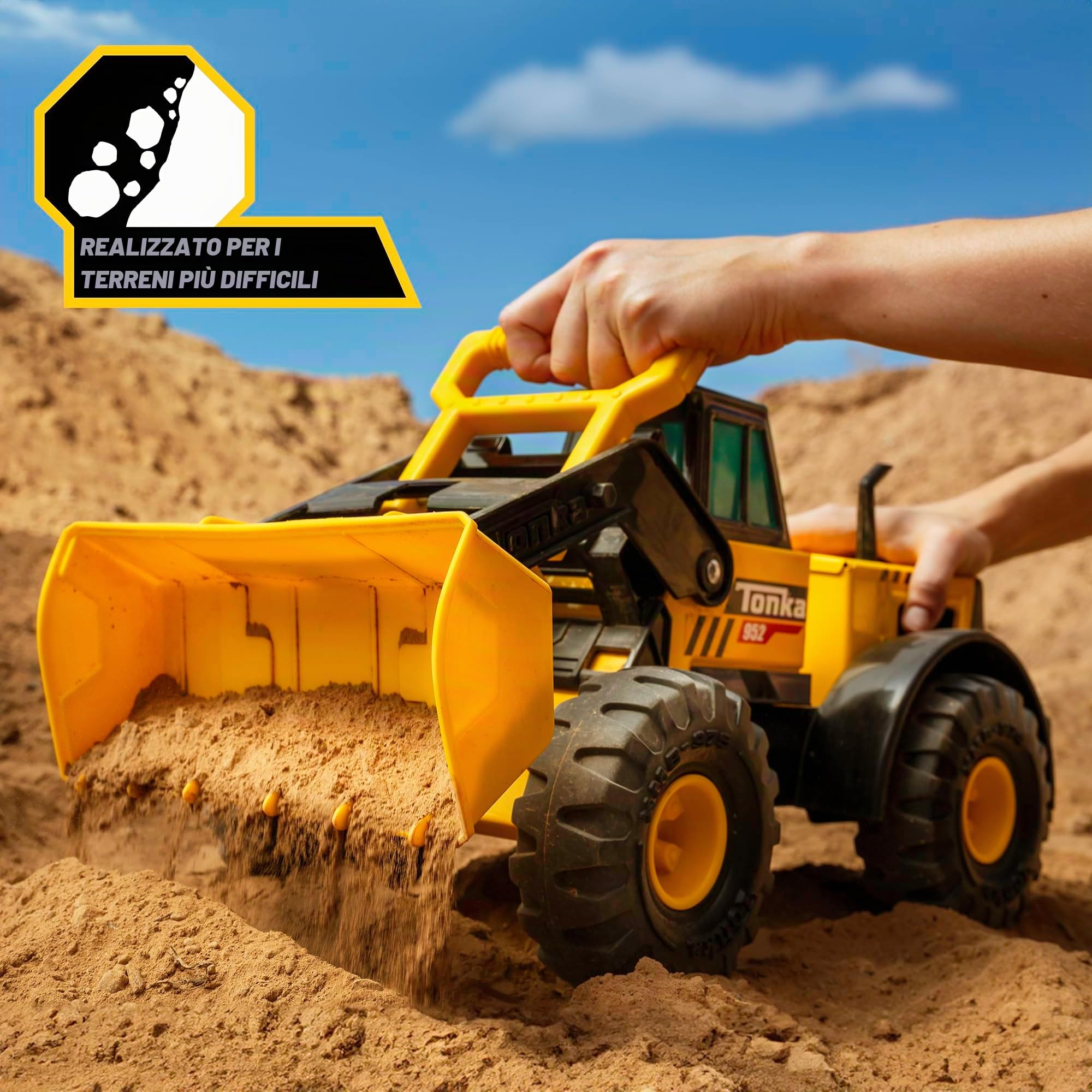 Steel Classics Pala caricatrice, Tonka, giocattoli da costruzione, veicoli giocattolo per giochi creativi, grande camion per bambini e bambine dai 3 anni in su, giallo/nero