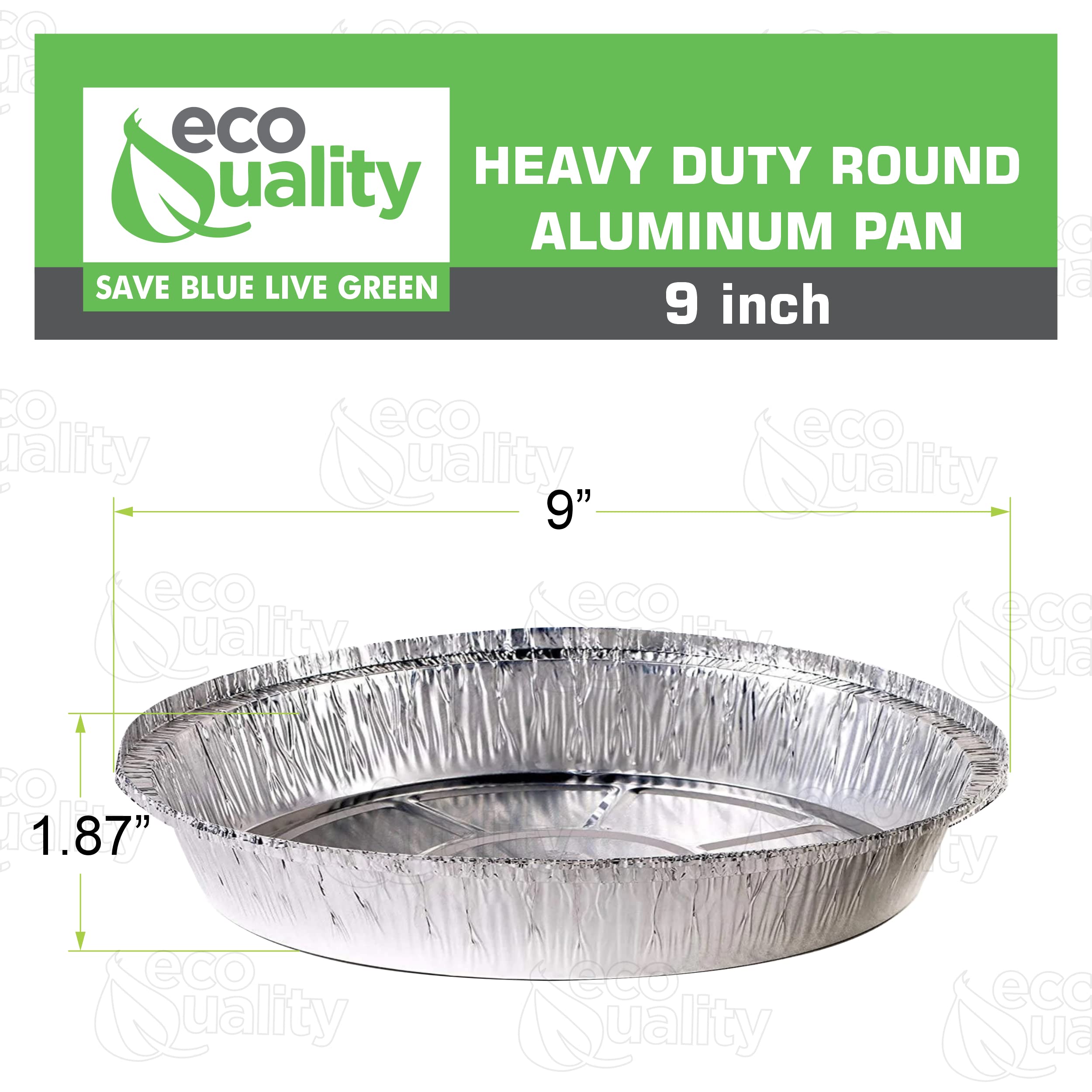 EcoQuality (50 Pack - 9 Inch Disposable Round Aluminum Foil Take-Out Pans - Disposable Tin Containers, Perfect for Baking, Cooking, Catering, Parties, Restaurants (No Lids)