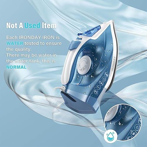 Miniatura 3 de Plancha de vapor para ropa, calentamiento rápido, plancha de 1200 W con suela de cerámica antiadherente, autolimpieza, ráfaga de vapor, rocío en