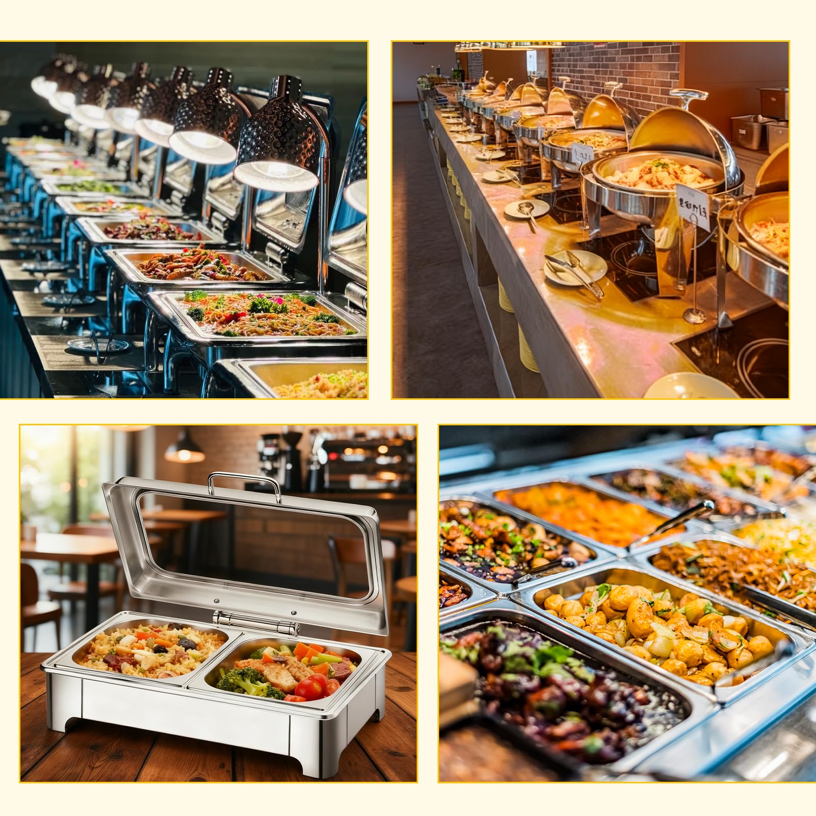 Chafing Dish Buffet Elettrico, 9L Professionale Scaldavivande Elettrico per Buffet Acciaio Inox, Contenitore Scalda Cibo Temperatura Regolabile per Catering, Buffet, Hotel, Ristoranti(1/2 Pan)