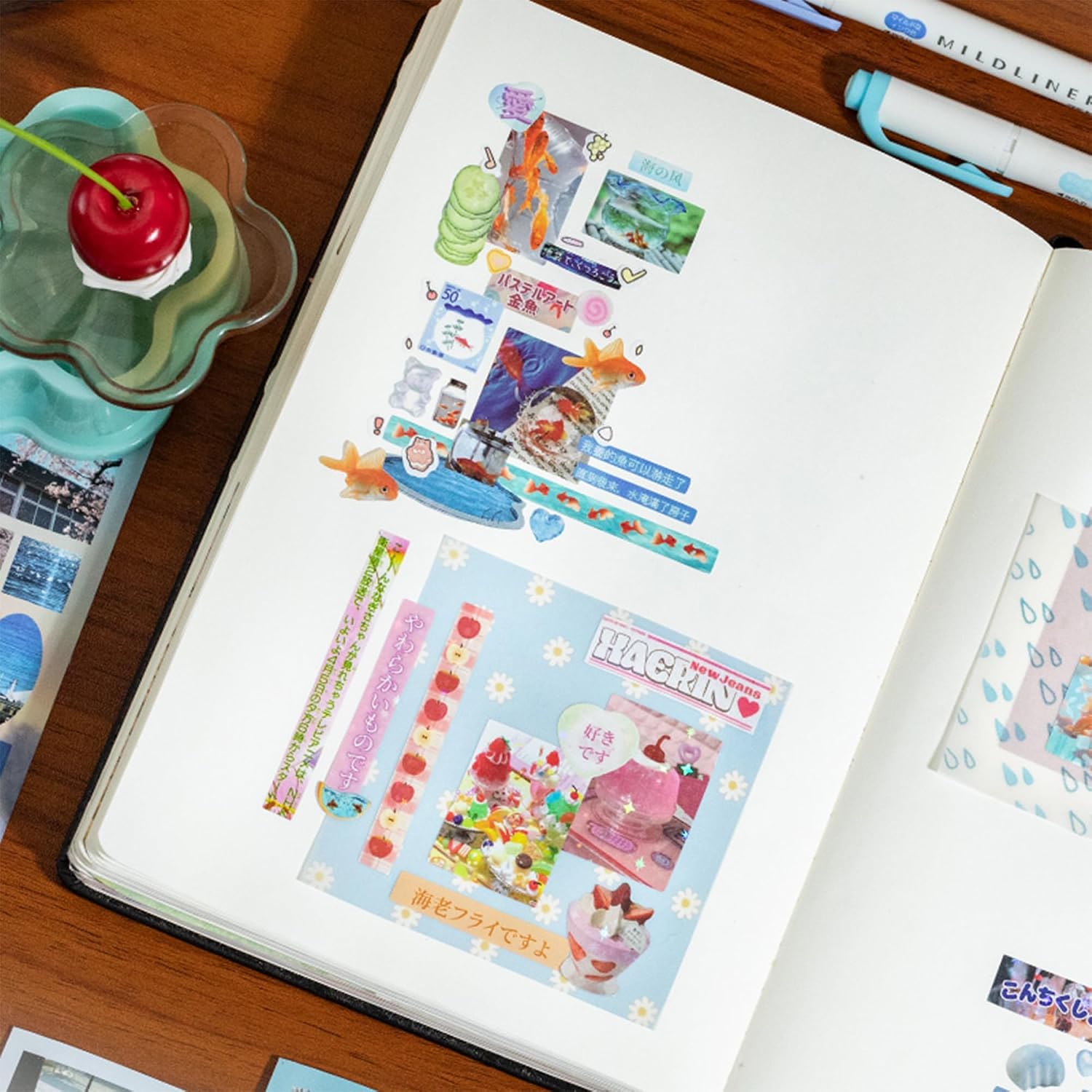Japanese Manga Style Sticker Book, 45 Sheets, 800 Designs Retro Aesthetic Japanese Stickers for Scrapbooking Journaling Diary DIY Art, Four Season Theme-D04