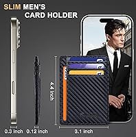 Vista 56 de Travelambo billetera mediana y minimalista de cuero para bolsillo frontal, con bloqueo de interferencia de radiofrecuencia, Verde, Minimalista