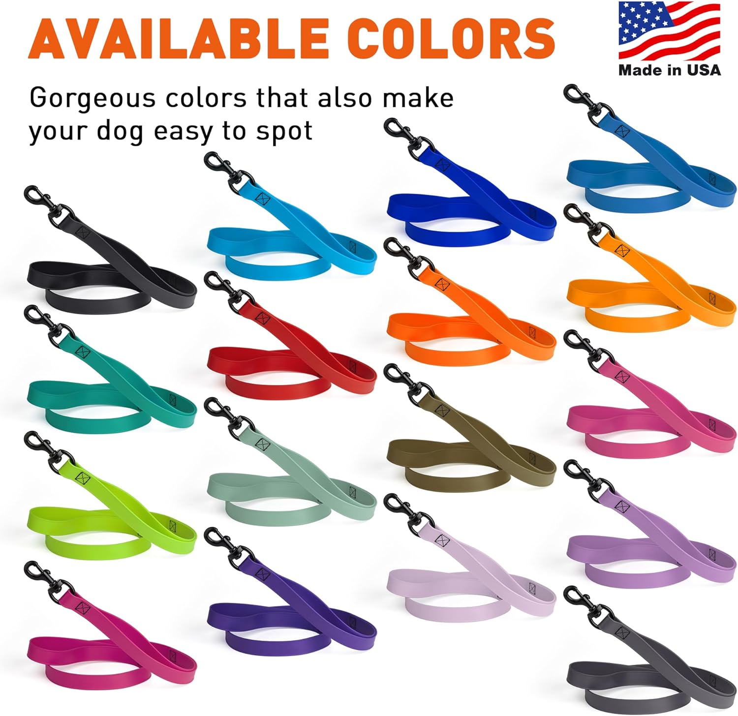 Dogline Biothane Waterproof Multi Handle Dog Leash with Black Hardware - Odor-Proof, Easy to Clean Traffic Control Lead - for Medium or Large Dogs, L 6 ft - W 1 in, Cherry Red
