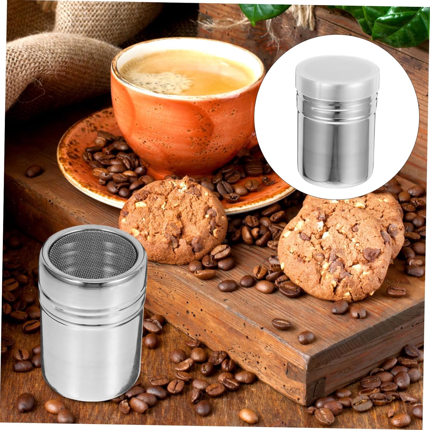 200ml Sugar Powder Shaker Fine Mesh, with Lid Stainless Steel