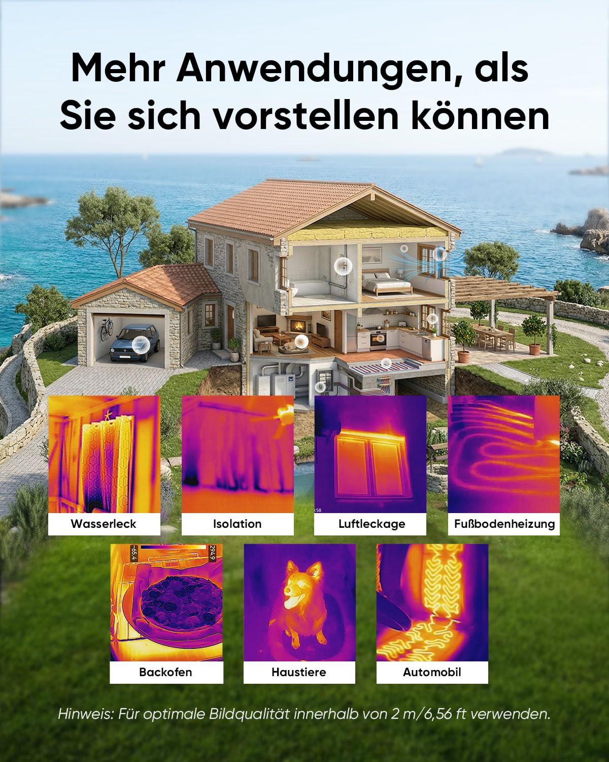 HIKMICRO D02 Wärmebildkamera mit visueller Kamera, 240 × 240 SuperIR-Auflösung, SuperScene-Szenenerkennung, 96 × 96 IR-Auflösung, 3200 mAh, Foto- und Videoaufnahme, -20 °C bis 450 °C