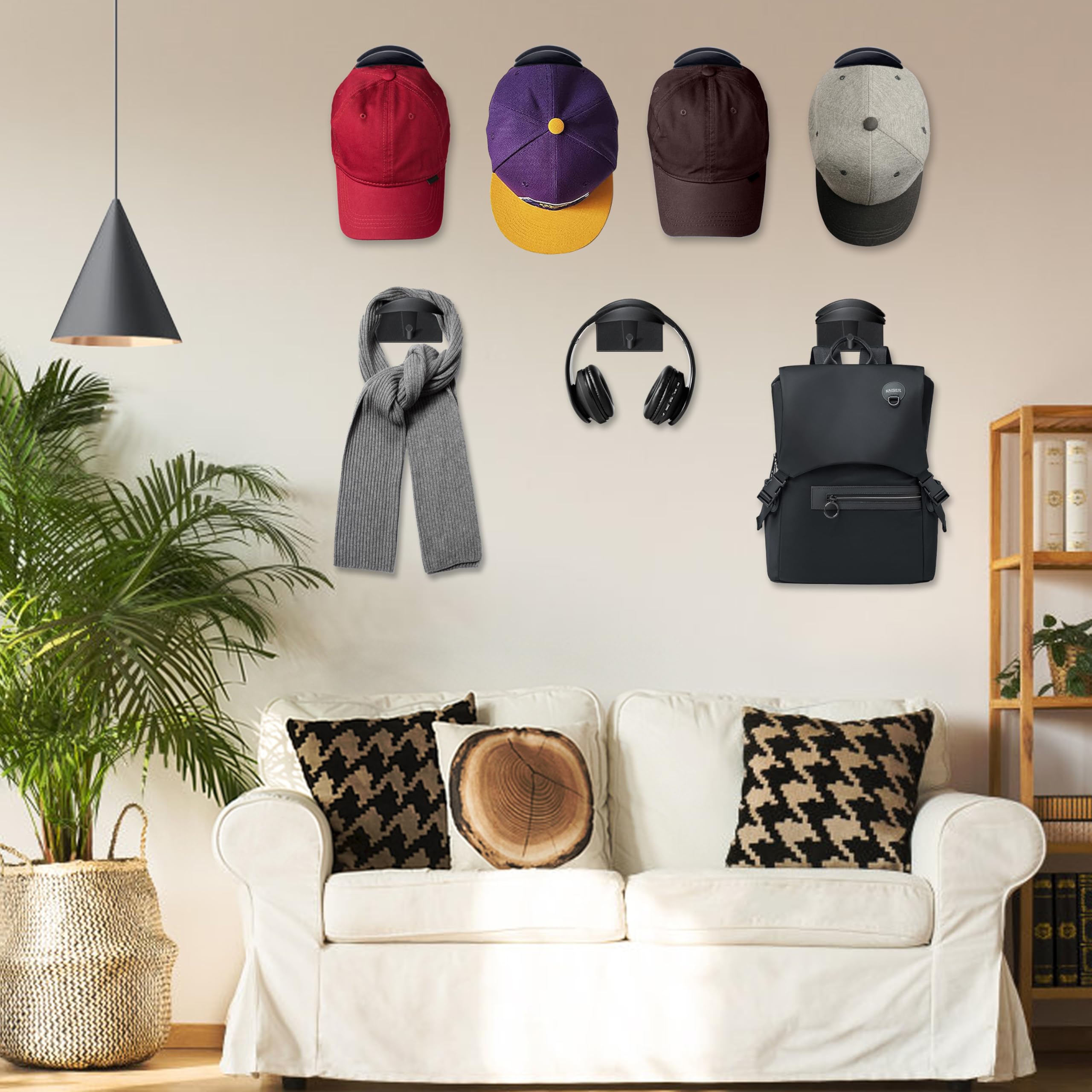 Ganci per Cappelli da Parete Senza Perforazione 12 Pezzi Ganci Appendi Cappello per Berretti da Baseball Organizzatore di Cappelli per Porta Armadio Camera da Letto