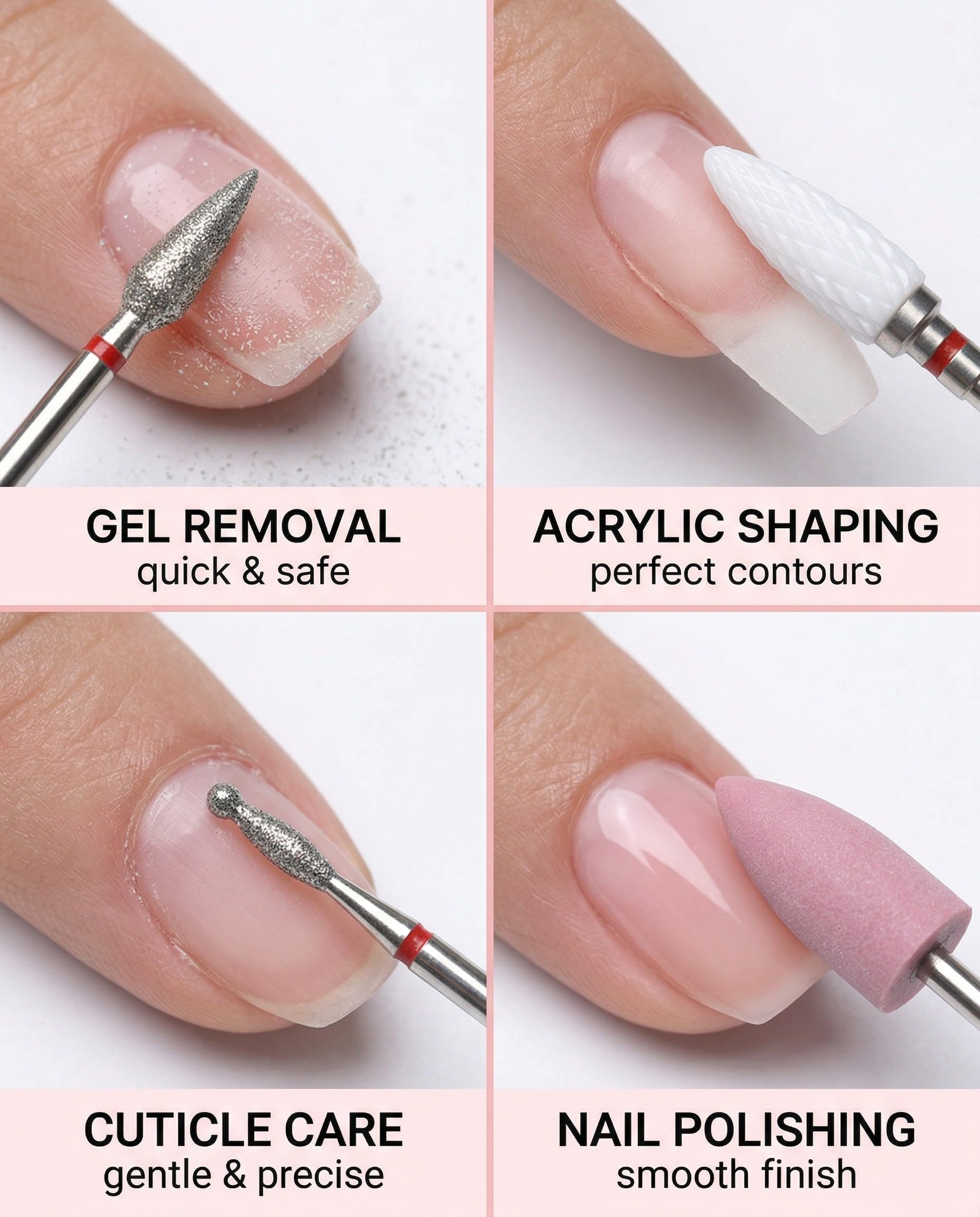 Punte Fresa Unghie 12 Pezzi Professionali, Diamante e Ceramica con Scatola per Rimozione Gel Acrilico Rapida e Manicure Pedicure.