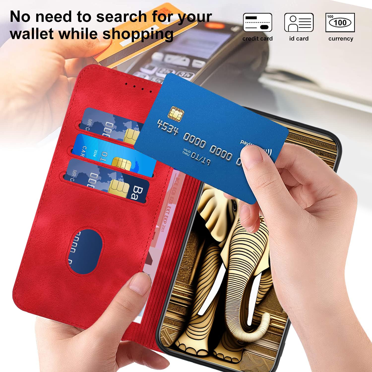 Cover Portafoglio Per Xiaomi Redmi 5 Plus - Custodia A Libro In Pelle PU Con Supporto E 3 Slot (Rosso)
