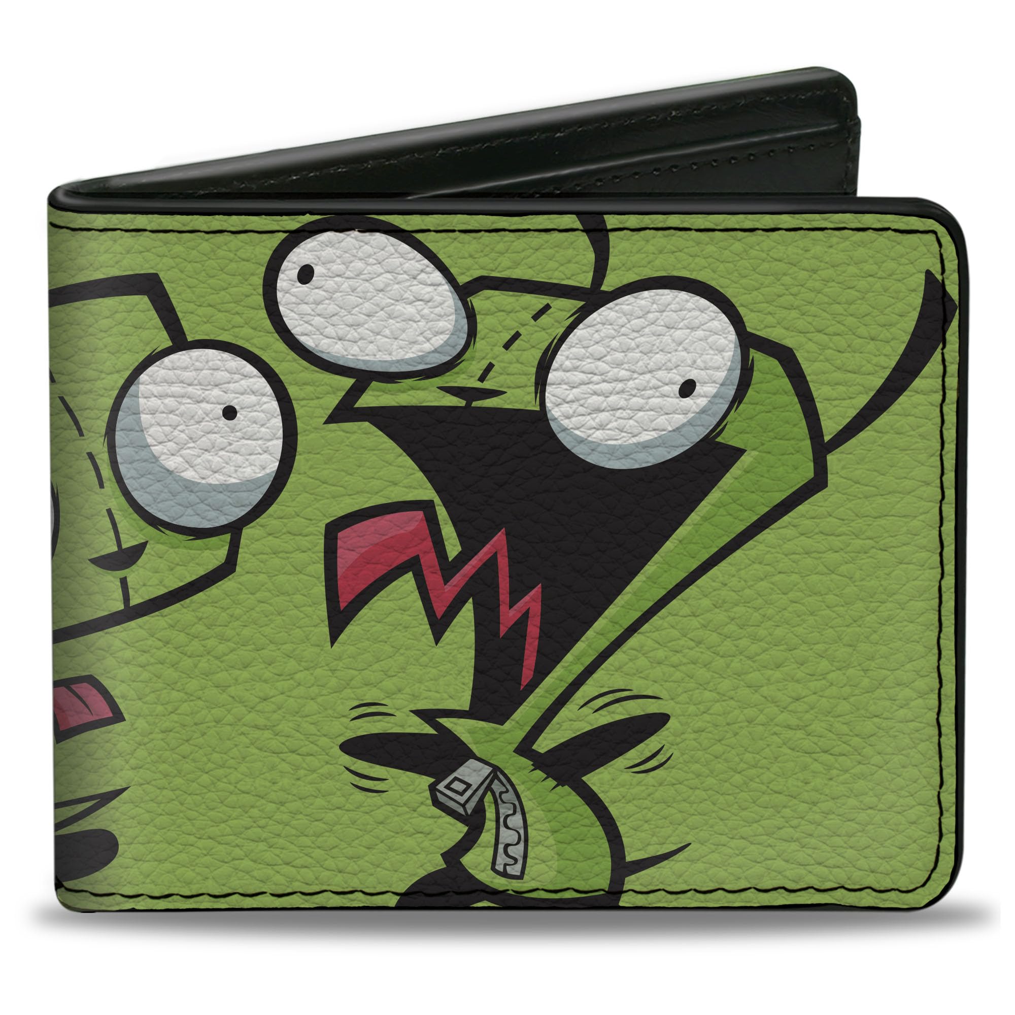 Nickelodeon Wallet, Bifold, Invader Zim GIR Poses Green, Vegan Leather, Green, 4.0" x 3.5", Casual