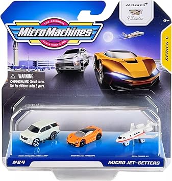 Micro Machines 2021 Series 6 Starter Pack #24 Micro Jet Setters - 2021 Cadillac Escalade, McLaren 720S Coupe, Private Jet