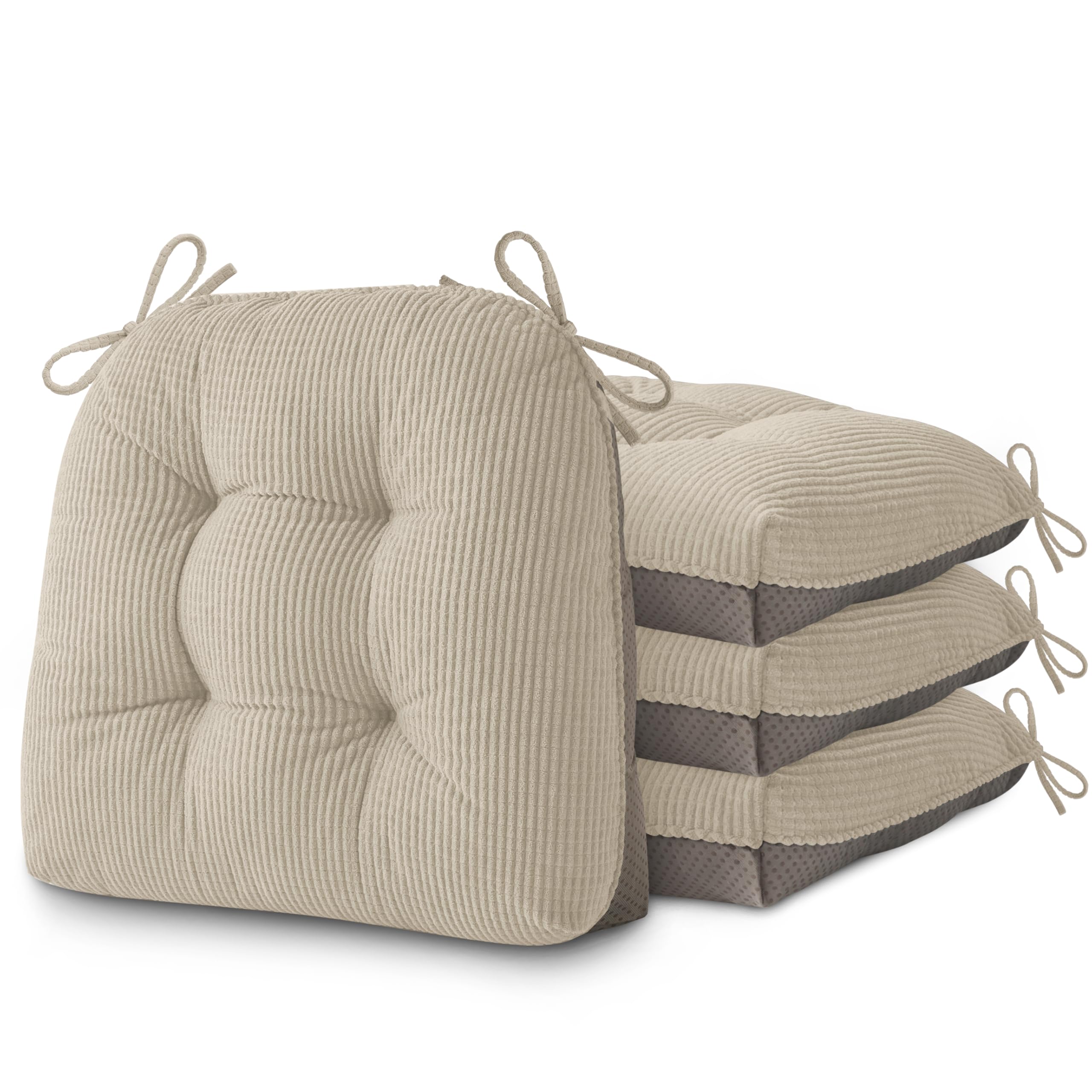 AddGrace Sitzkissen 4er Set für Esszimmerstühle mit 46x42x8cm Creme