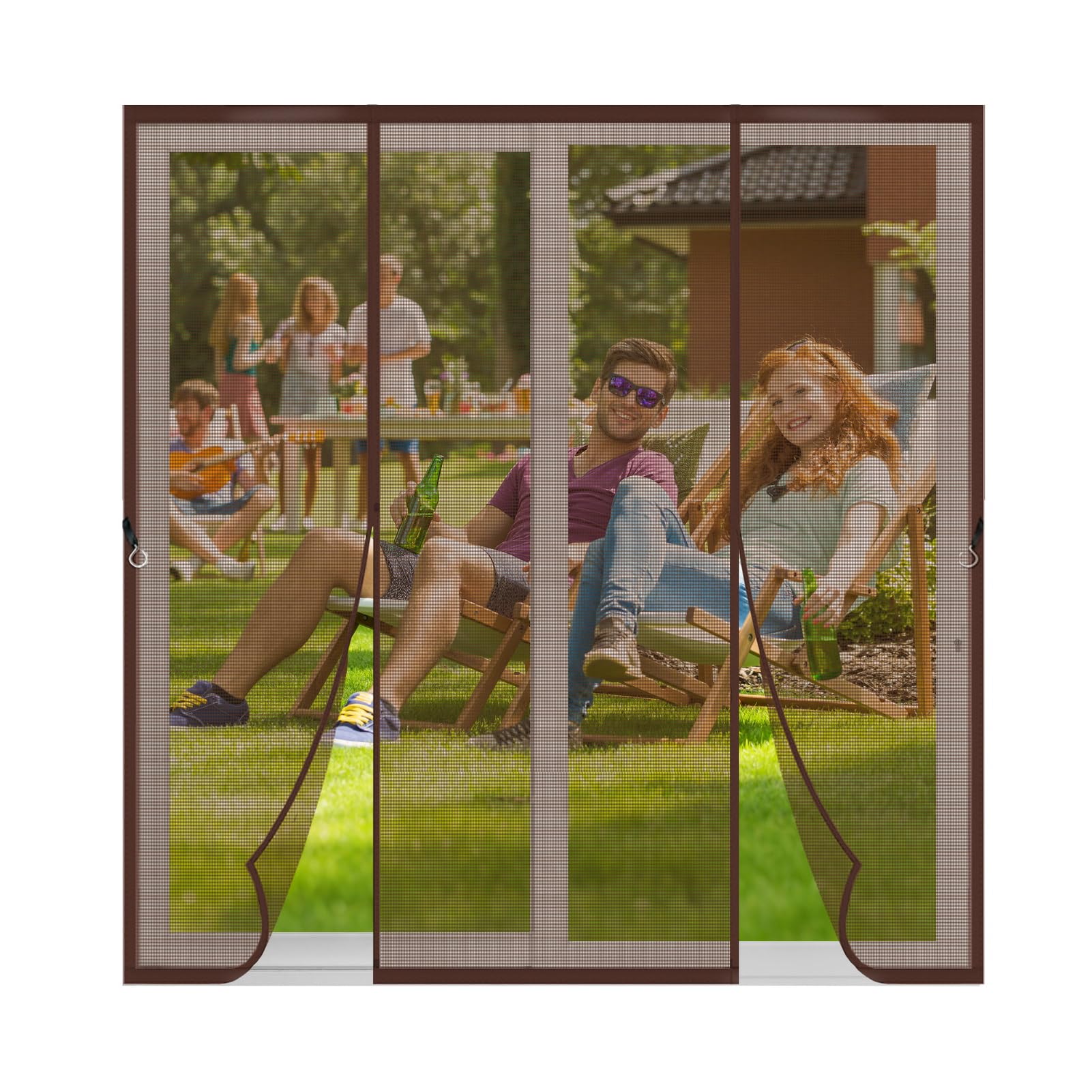 Moustiquaire Porte Fenetre Magnétique double ouverture latérale pour votre grand confort, Brun