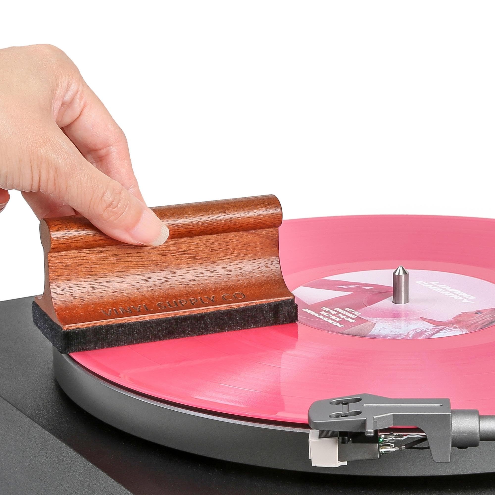 Kit de cuidado de vinilo de madera 100 % natural, cepillo de vinilo de pelo de cabra, almohadilla de terciopelo y limpiador de cepillos para lápiz capacitivo (almohadilla de cepillo