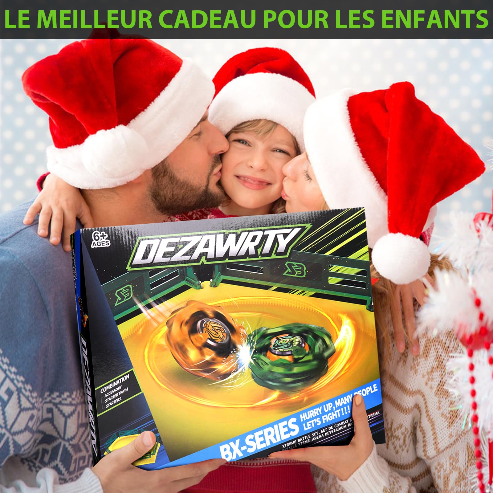 DEZAWRTY X Battle Arène Set, 6 toupies et 2 lanceurs, 1 Stadium de Combat pour Les Enfants à partir de 6 Ans, Cadeau de Jeu pour Les garçons