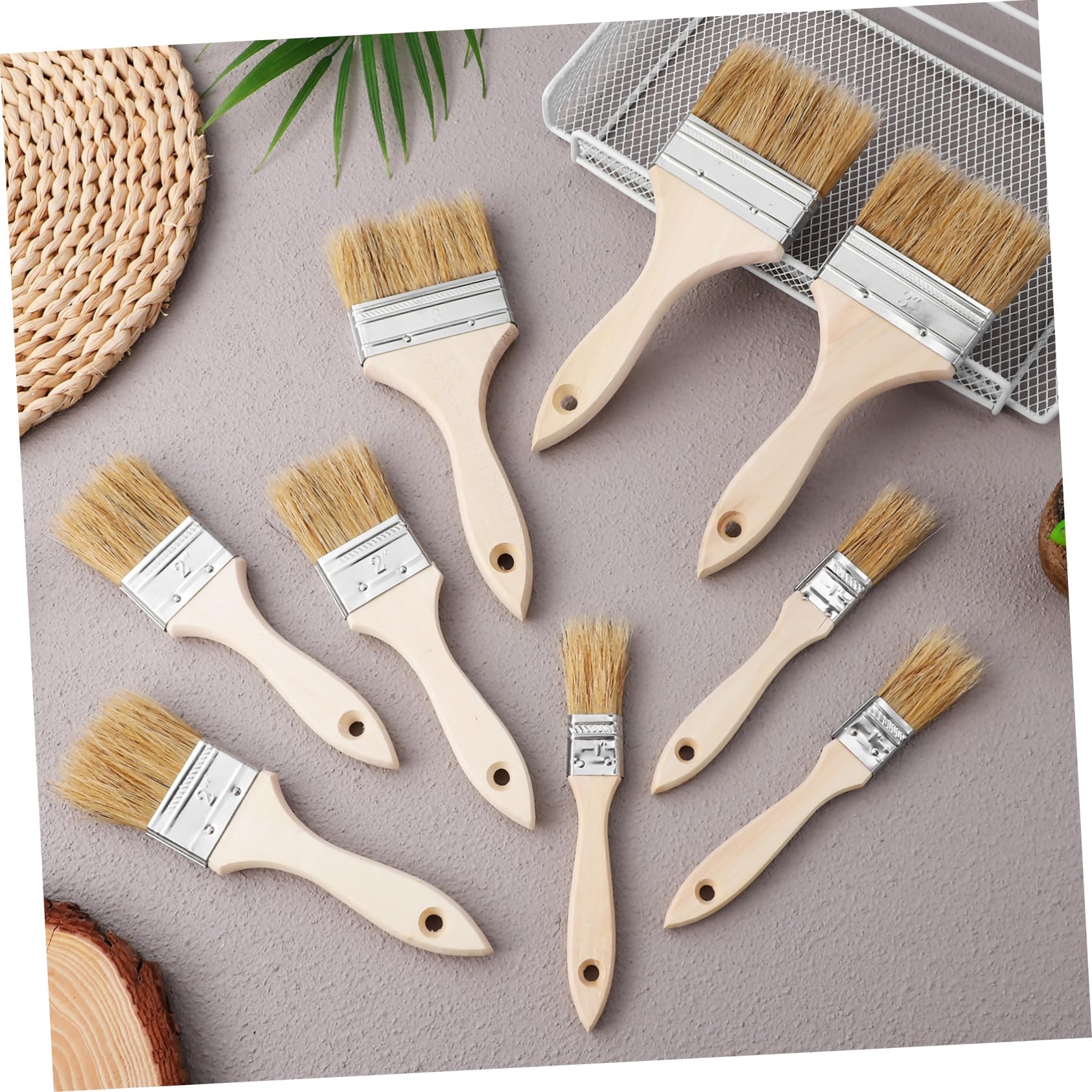 UKCOCO 48piezas Pinceles De Pintura y Cocina De Mango De Incluye Brochas De Salsa y Cepillos De Limpieza Herramientas Versátiles para Pintura Cocina y Manualidades