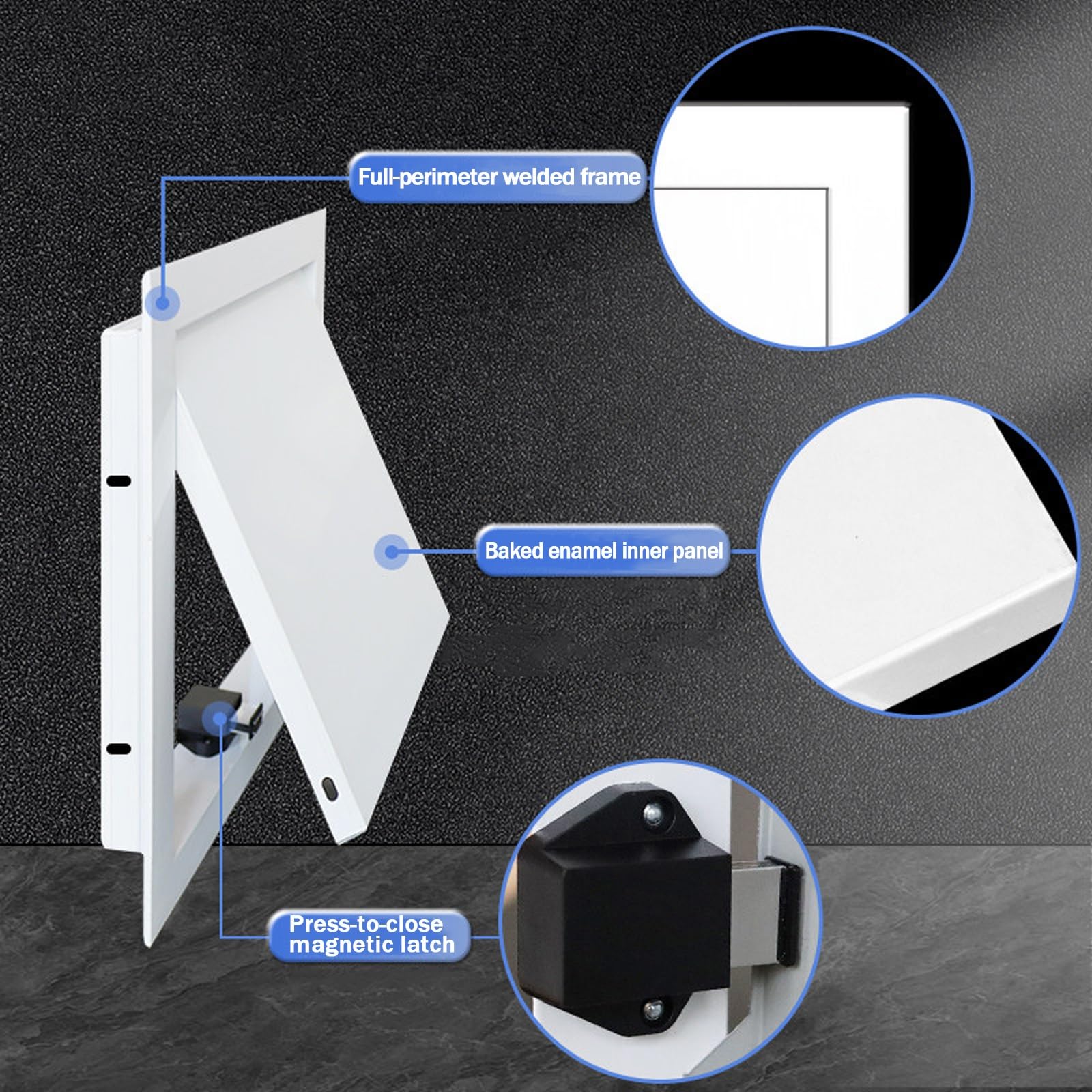 35x55cm,45x50cm,55x55cm,60x60cm,Coperchio Di Ispezione In Metallo Bianco, Sportello Di Ispezione For La Manutenzione Dei Tubi, Installazione Fai-da-te(White,45x55cm)