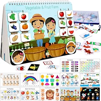 Busy Book for Kids, Montessori Toys for Toddlers, Autism Sensory Educational Toys, 12 Pages Toddler Preschool Activity Binder and Early Learning Toys Book - for Boys & Girls Develops Fine Motor Skills