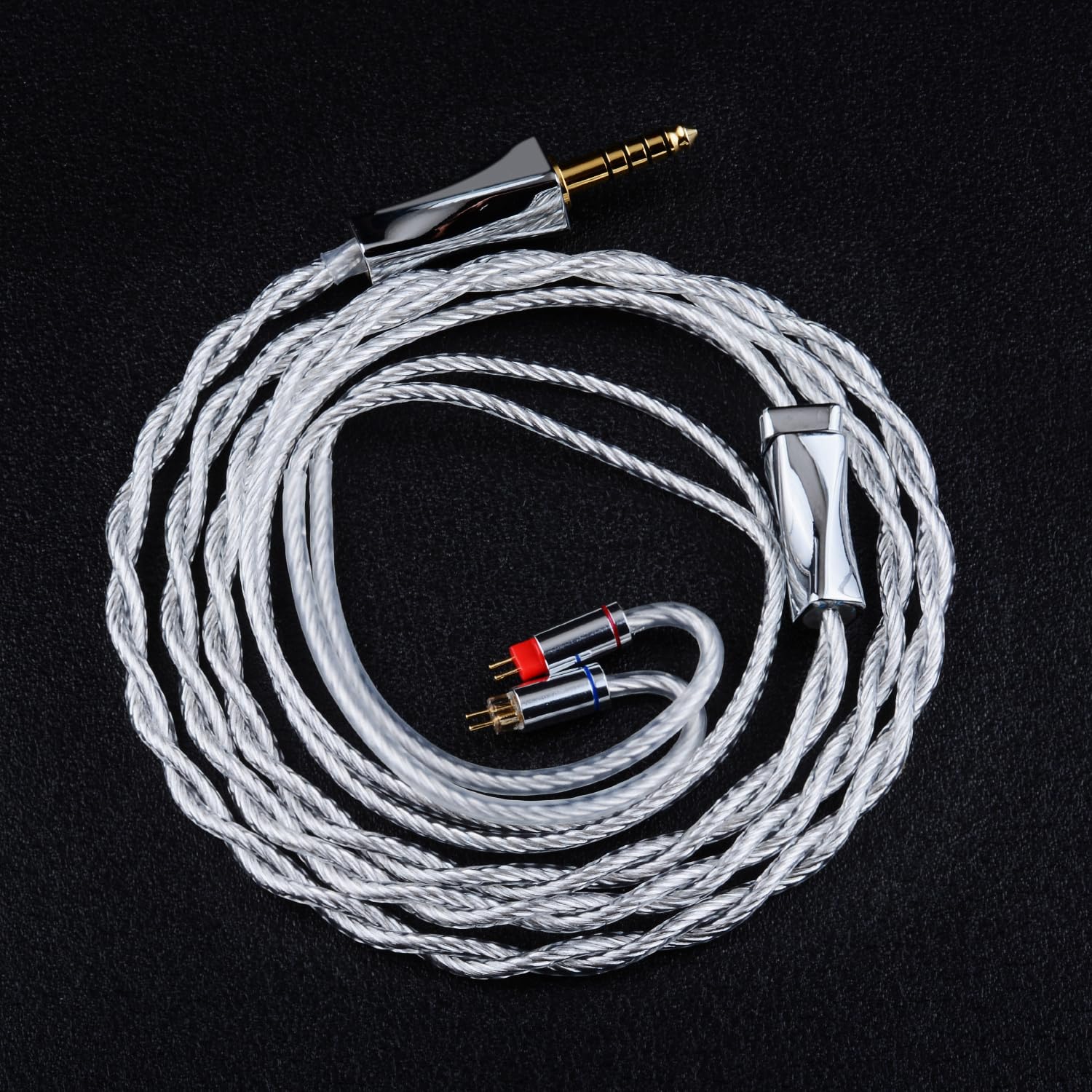 FAAEAL IEM Cable, 8N Monocrystalline Copper Silver Plated Cords, 1.3m in Ear Monitor Cable for K&Z ZS10 ZS6 ZSR ZSA ZST AS10 AS16 TRN V80 V90 etc 4.4mm Plug(0.78mm-2pin 4.2ft)