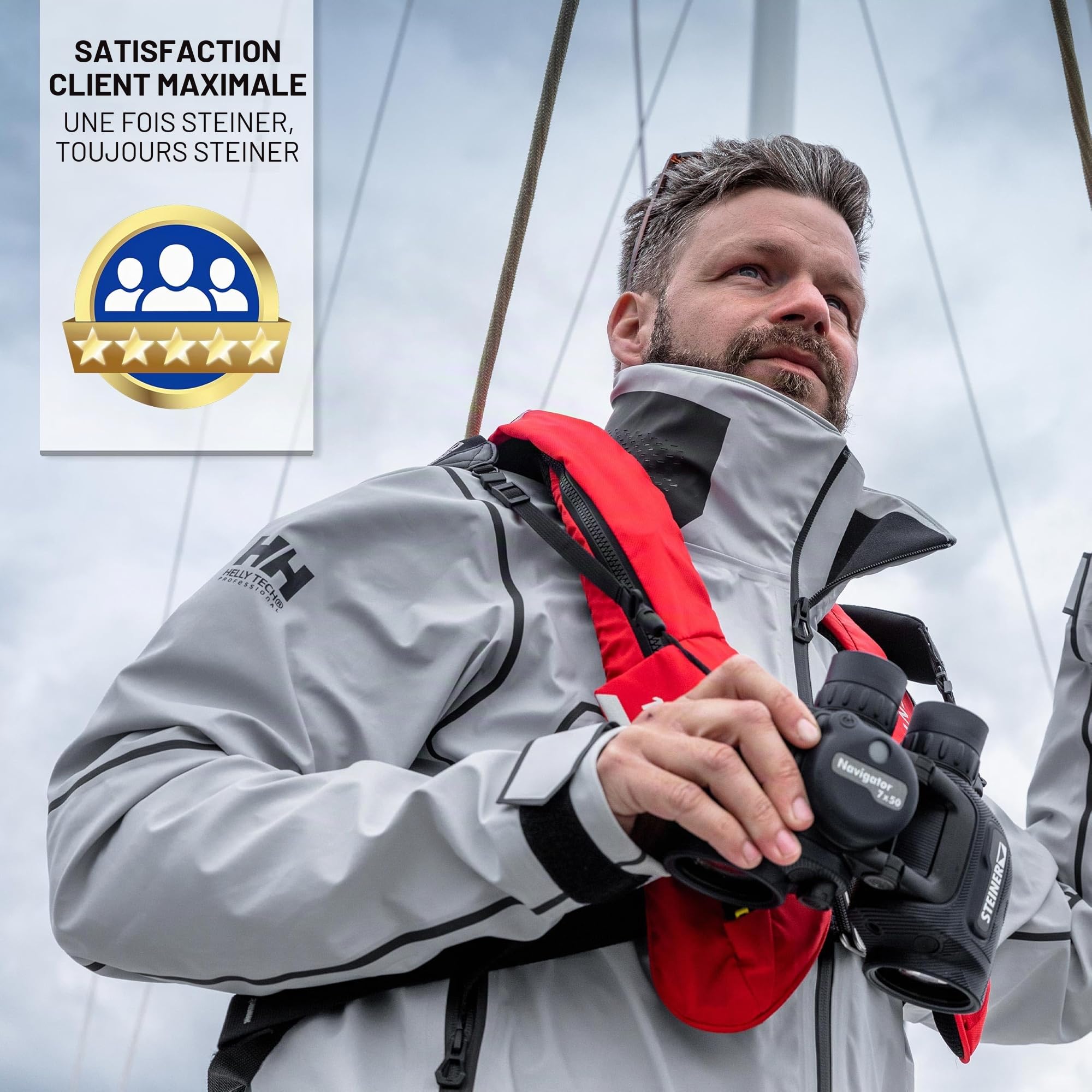 STEINER Jumelles Marine Navigator 7x50c - Boussole stabilisée HD, Optique de qualité Allemande, Pont Ouvert, étanche 5m, Faite pour Les Amateurs de Sports Nautiques et Les Marins Amateurs