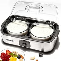 JoyMech Yogurt Maker Machine: 2x1-Quart Glass Jars, One-Touch Control for Homemade Yogurt, Oatmeal, Pudding - Food-Grade