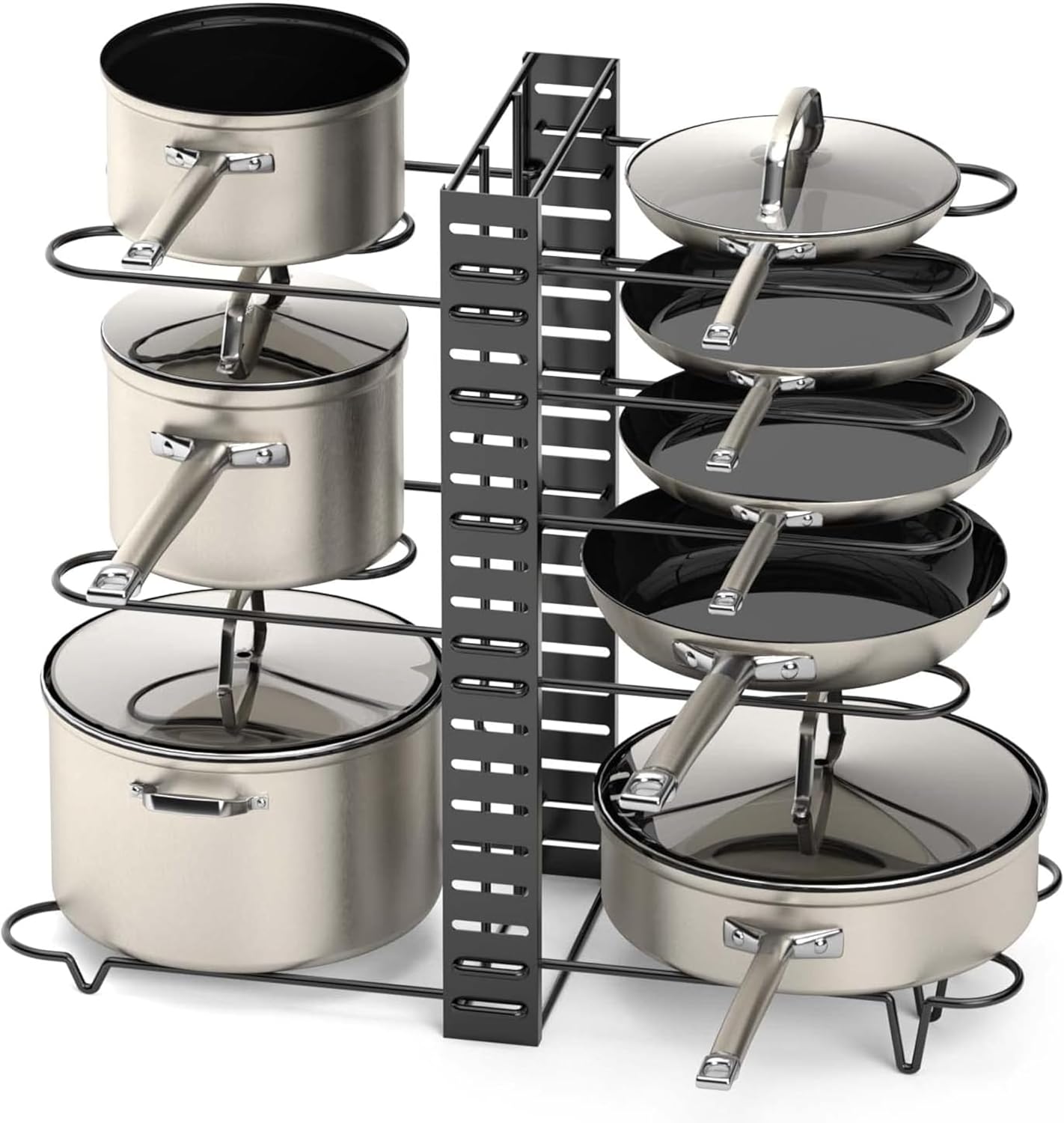 Adjustable Black Metal Pot Rack Organizer: 3 DIY Methods for 8+ Pots