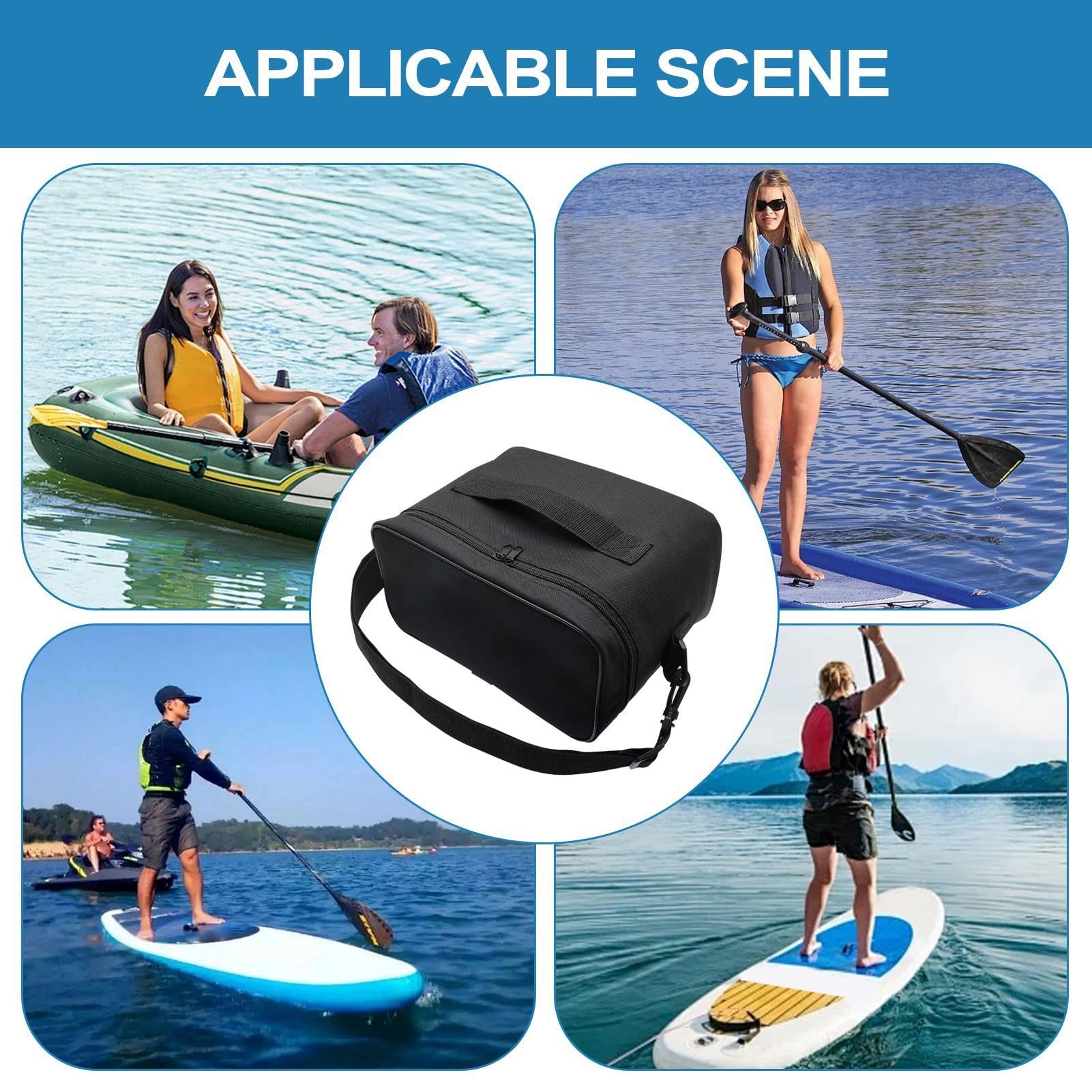 Torba na pompę elektryczną z paskiem, przenośna torba podróżna do pompki do paddle board, regulowana, duża pojemność