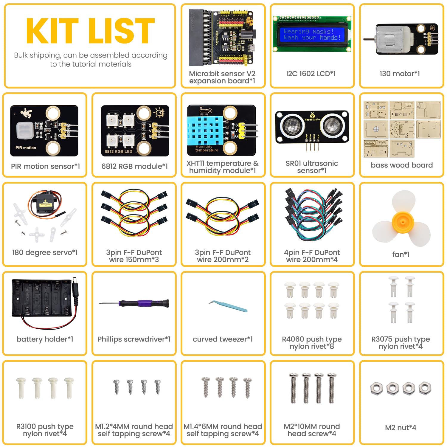 KEYESTUDIO BBC Micro:Bit Smart Home Kit for Microbit V2 (Excluded), DIY Sensor Module Starter Kit, Blocks And Python Code, Detailed Project Examples Online Tutorial Included