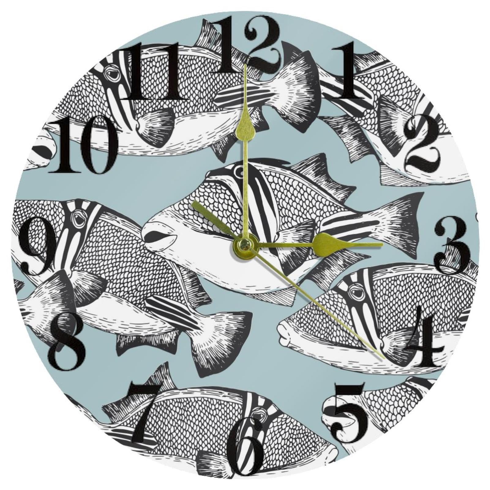 Horloge murale poisson clown sans tic-tac pour le sommeil des enfants