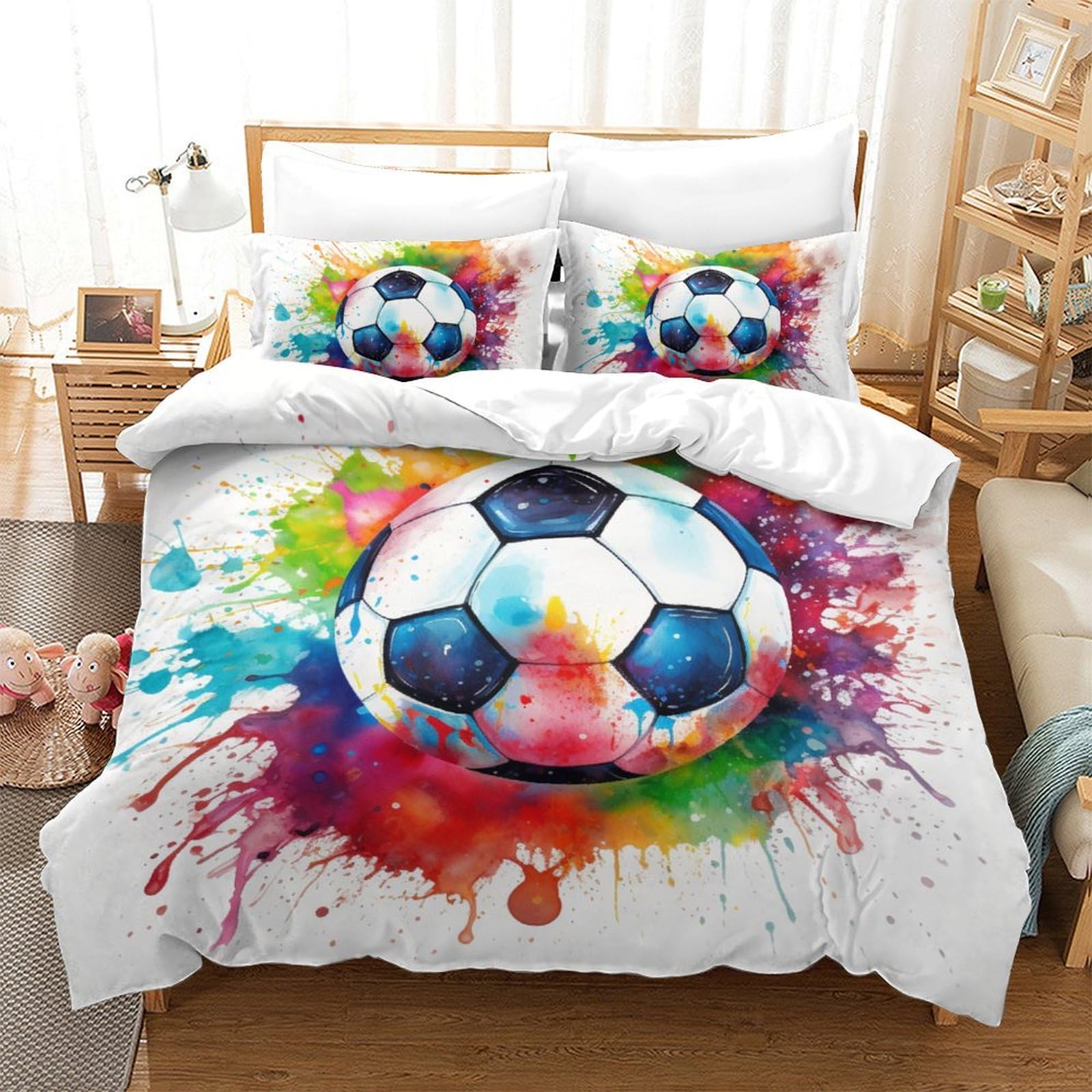 Parure de lit football 3D king size pour chambre de garçon