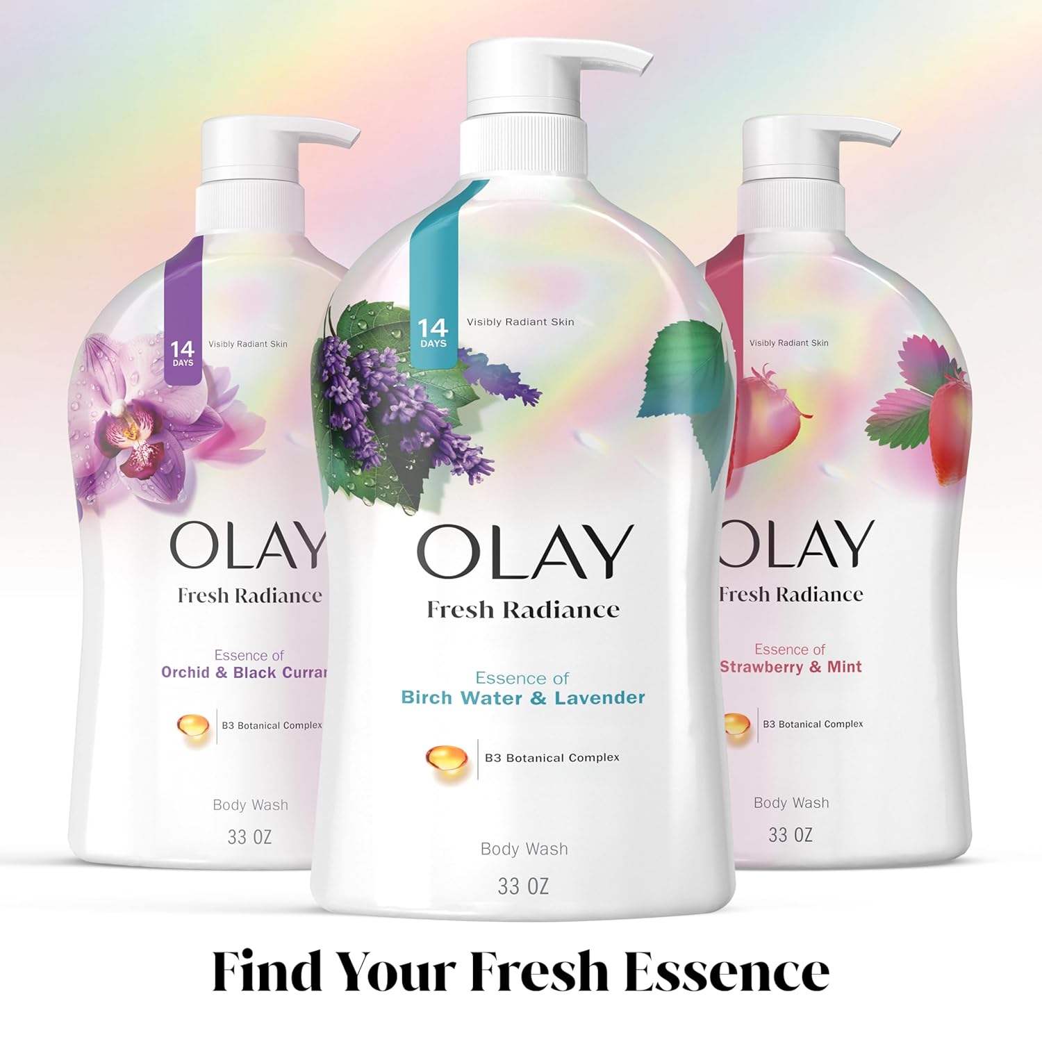 Olay Body Wash for Women, Fresh Radiance, Refreshing & Renewing, Made with Plant Based Cleansers, B3 Botanical Complex, For All Skin Types, Birch Water & Lavender Scent, 33 fl oz (Pack of 4) - Image 8