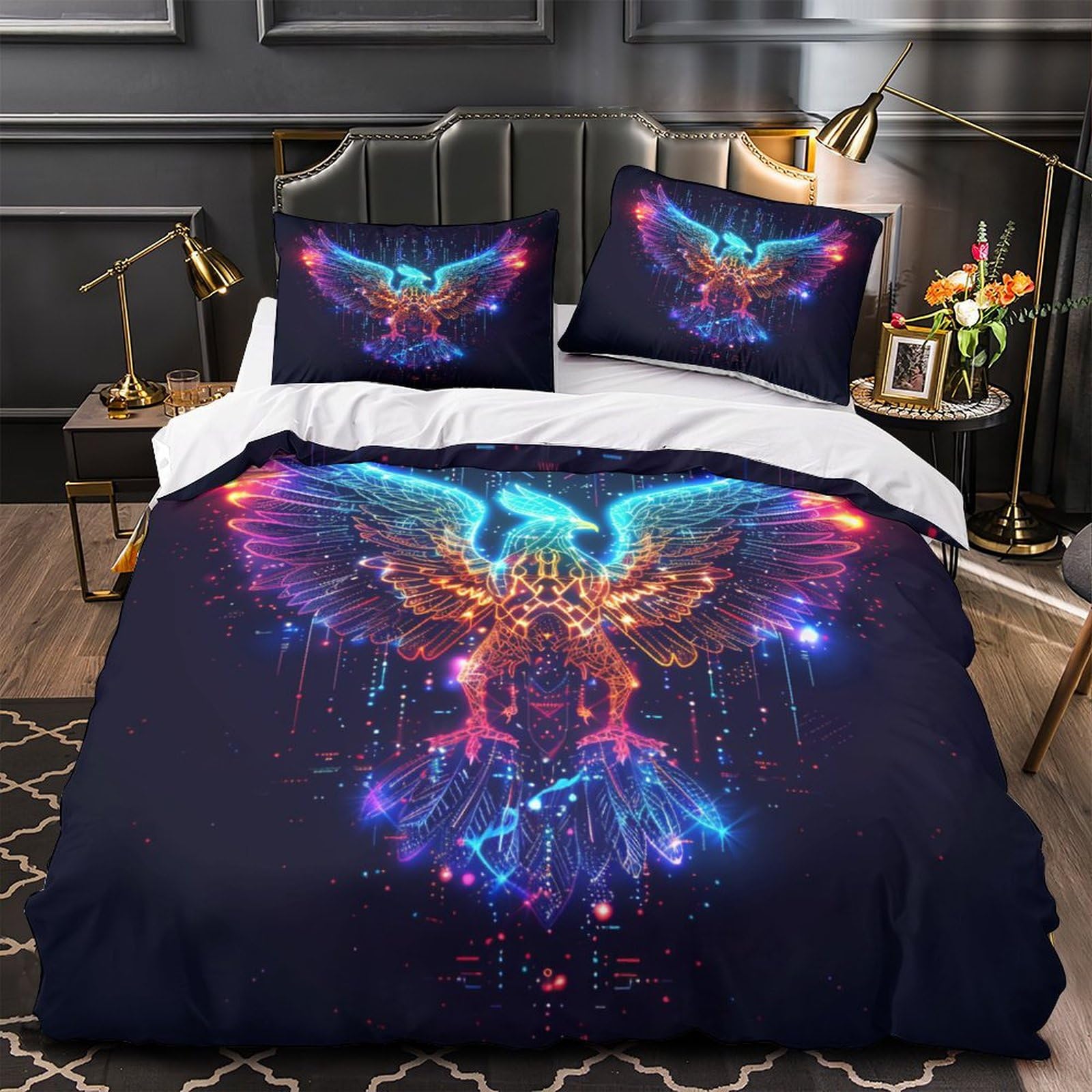 Stampato in 3D uccello Copertina Stampata Microfibra Disegnata Biancheria Da Letto Cura Facile Con 2 Federe,Double（200x200cm）, Per Ragazzi Adulti