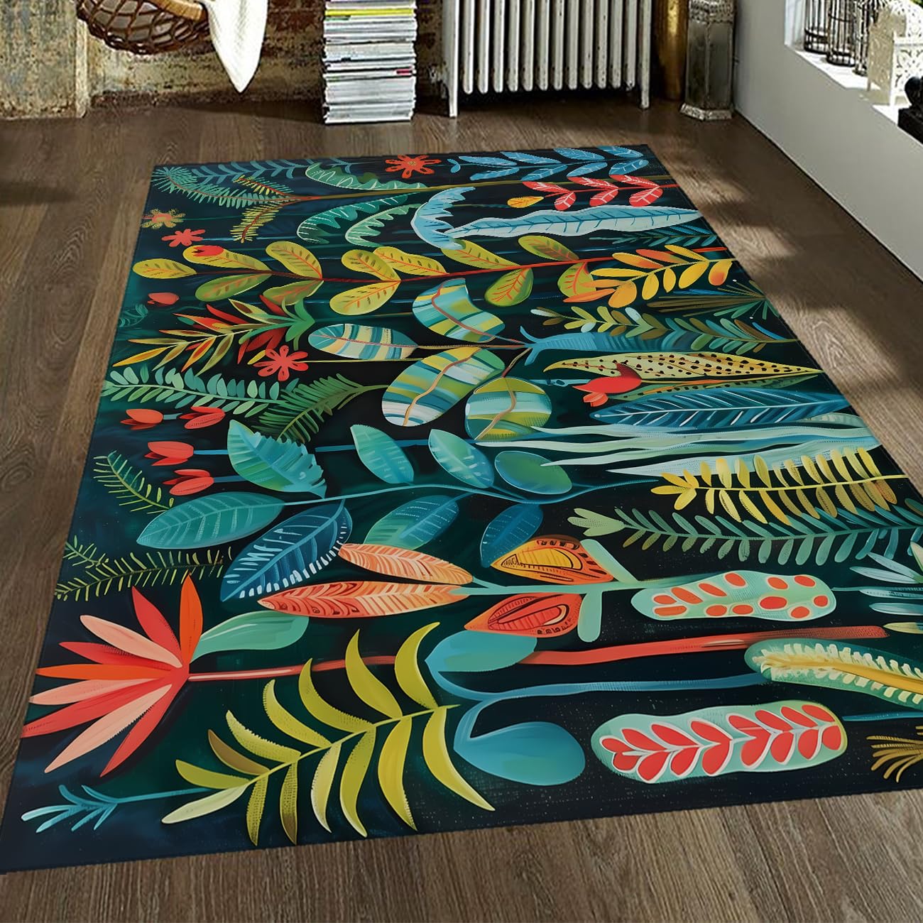 Tapis de salon plantes tropicales aquarelle pour décorer une chambre ou un bureau
