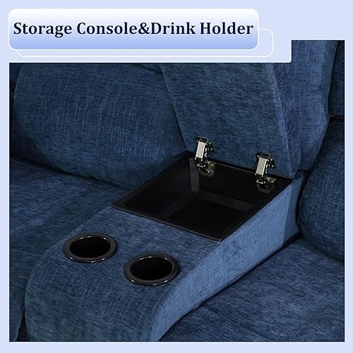 Miniatura 5 de Plithzy Juego de sofá reclinable, muebles de sala de estar, juego de sofá reclinable de tela de microfibra, juego de sofá reclinable con portavasos